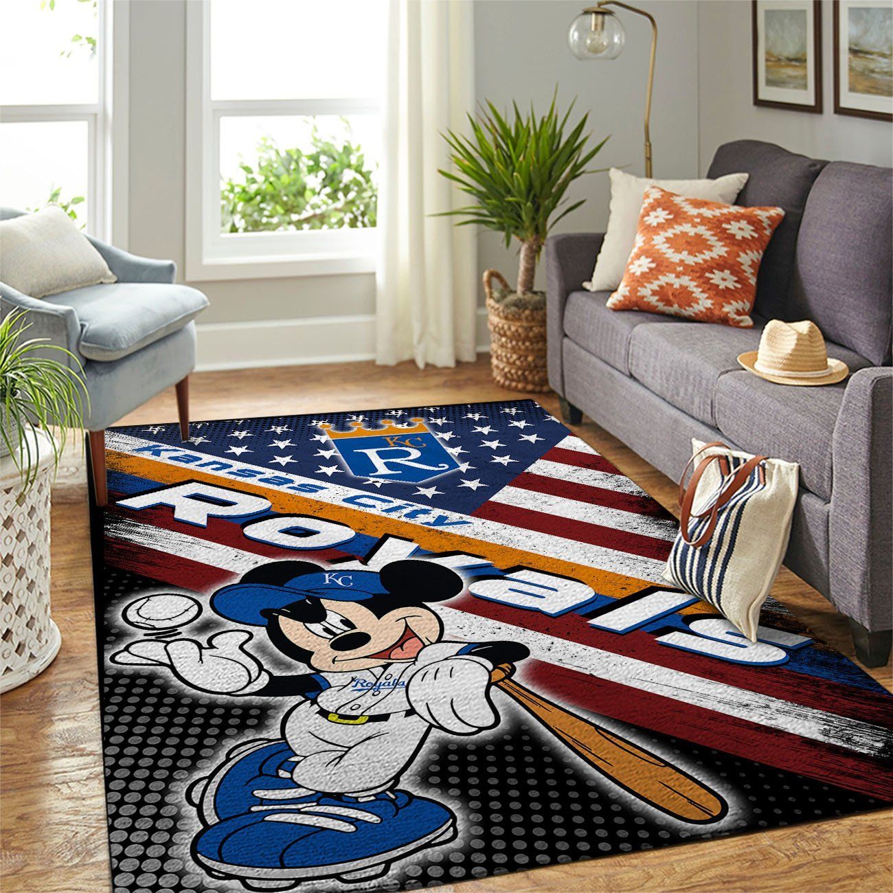 Kansas City Royals Mlb Team Logo Mickey Us Style Nice Gift Home Decor Rectangle Area Rug - Indoor Outdoor Rugs