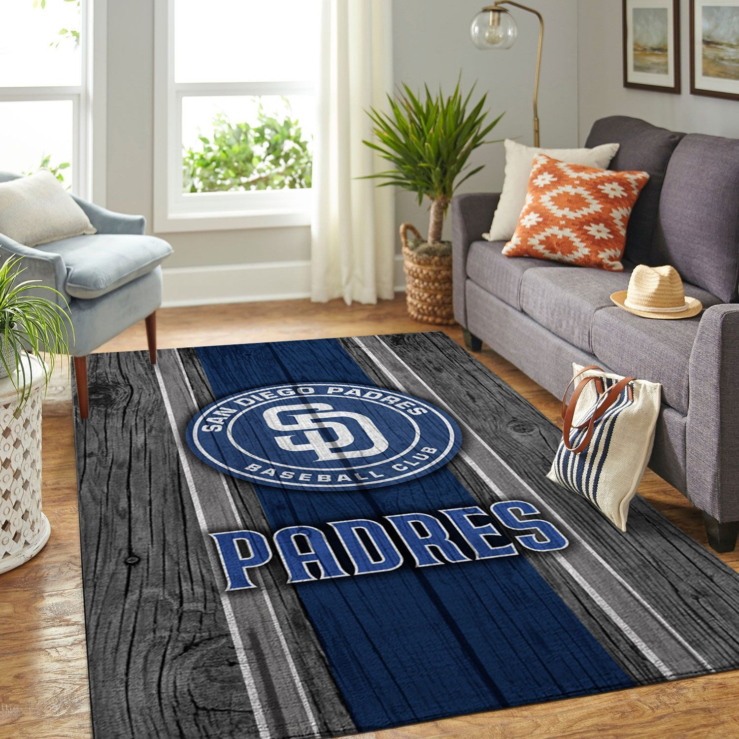 San Diego Padres Mlb Team Logo Wooden Style Style Nice Gift Home Decor Rectangle Area Rug - Indoor Outdoor Rugs