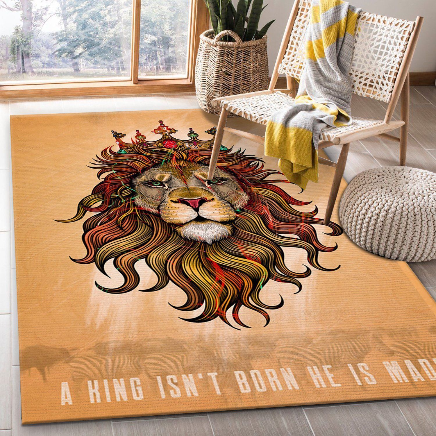 King Lion Area Rug For Christmas, Living room and bedroom Rug, US Gift Decor - Indoor Outdoor Rugs