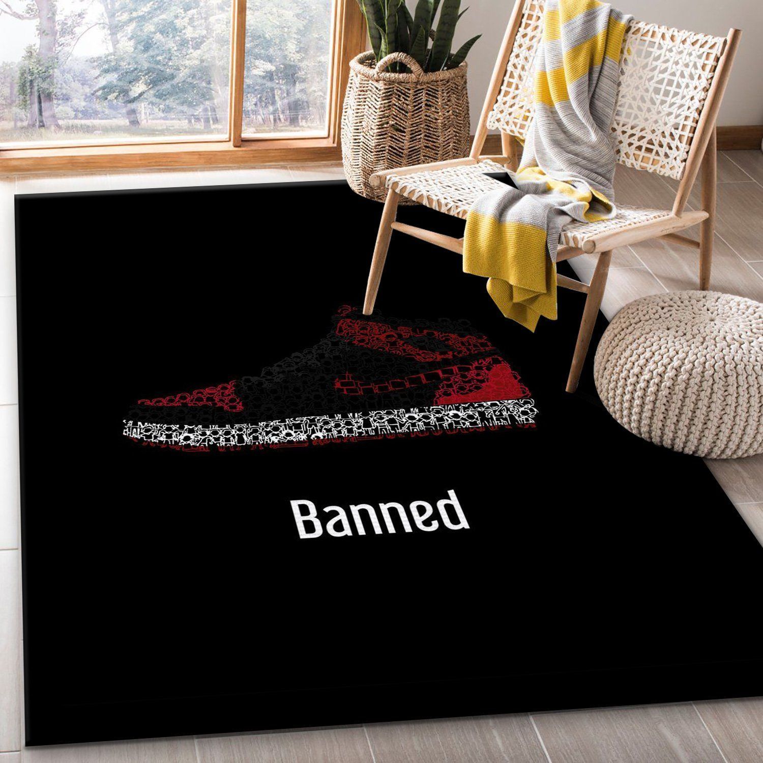 Air Jordan Banned Area Rug Living Room Rug Family Gift US Decor - Indoor Outdoor Rugs