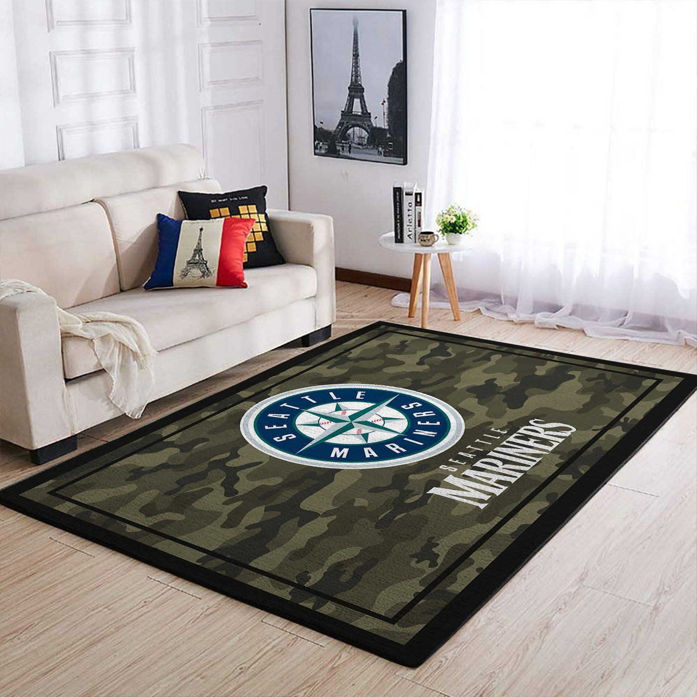 Seattle Mariners Mlb Team Logo Camo Style Nice Gift Home Decor Rectangle Area Rug - Indoor Outdoor Rugs