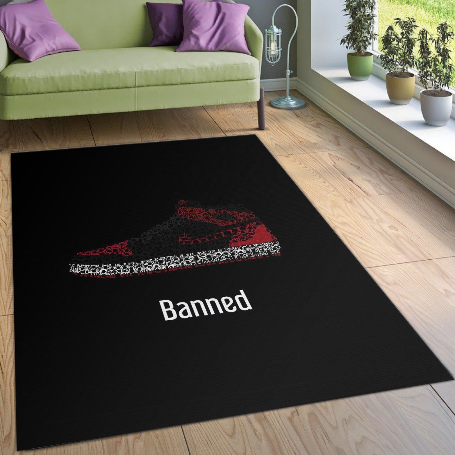 Air Jordan Banned Area Rug Living Room Rug Family Gift US Decor - Indoor Outdoor Rugs