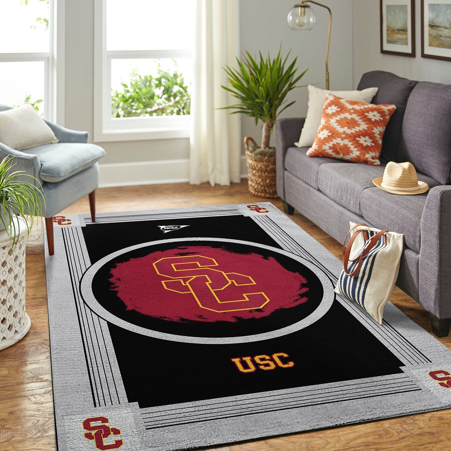 Usc Trojans Ncaa Team Logo Nice Gift Home Decor Rectangle Area Rug - Indoor Outdoor Rugs