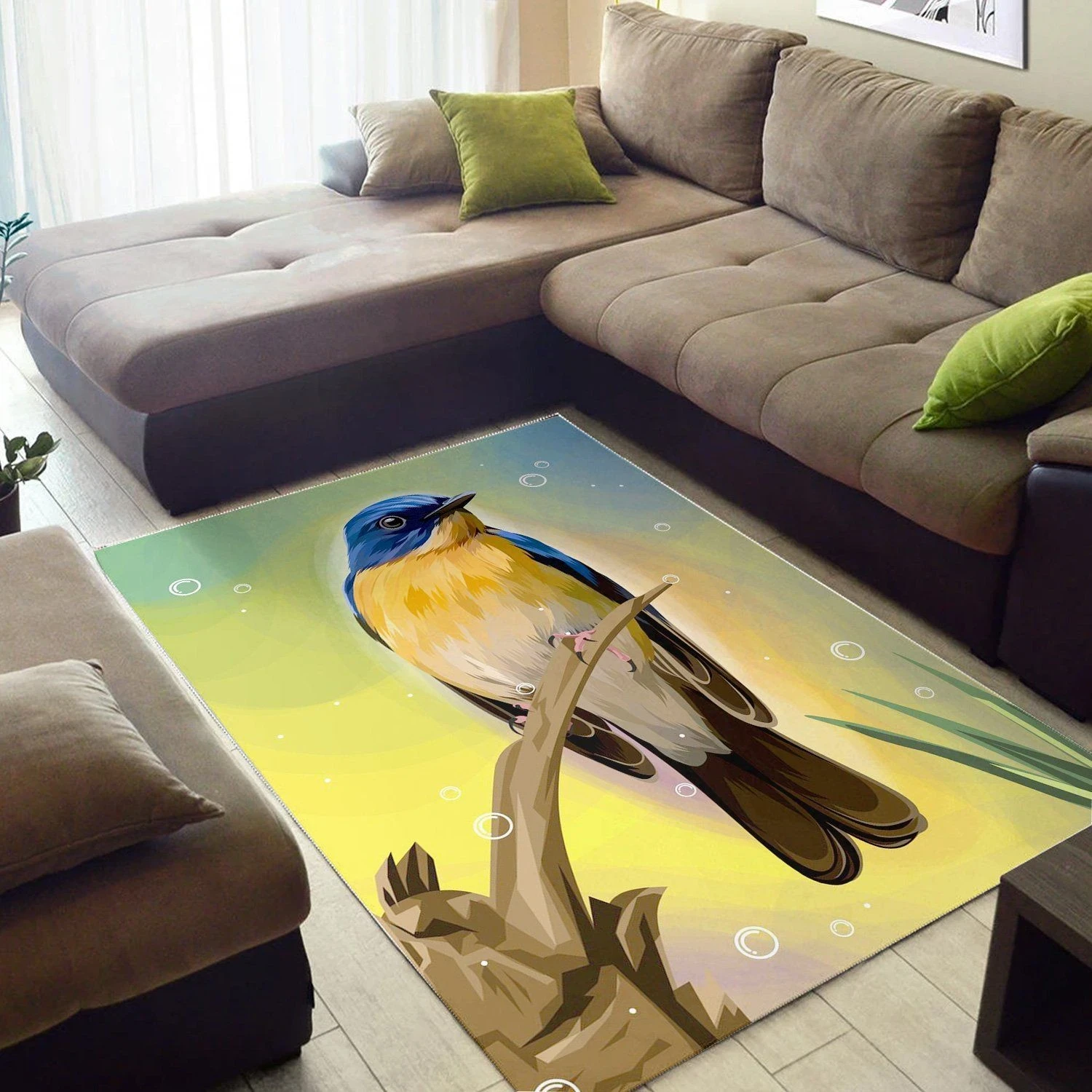 Bird Illustration  Area Rug ,  Room Rugs, Floor Decor Home Decor - Indoor Outdoor Rugs