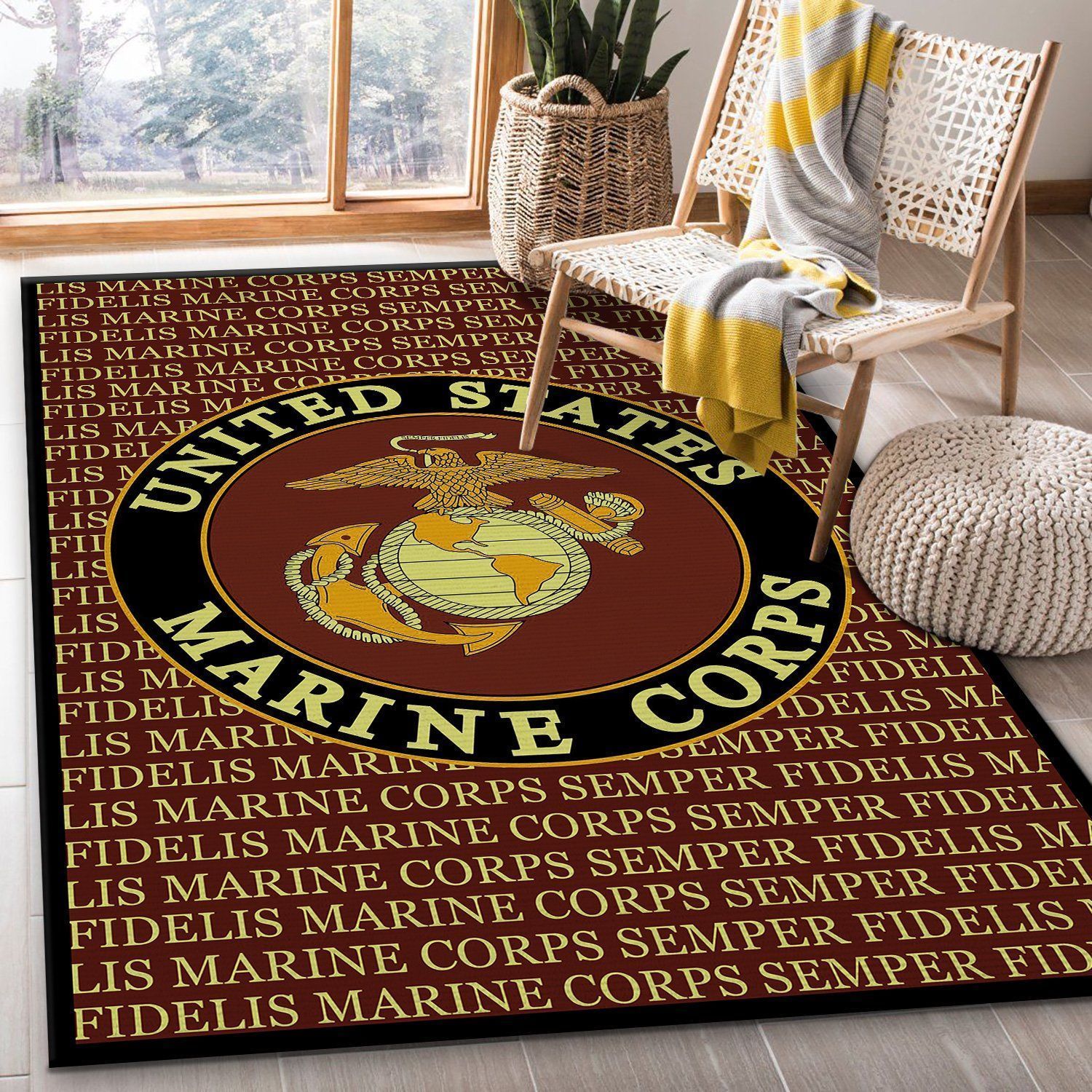 Marine Corps Printed Area Rugs Living Room Carpet FN261227 Local Brands Floor Decor The US Decor - Indoor Outdoor Rugs