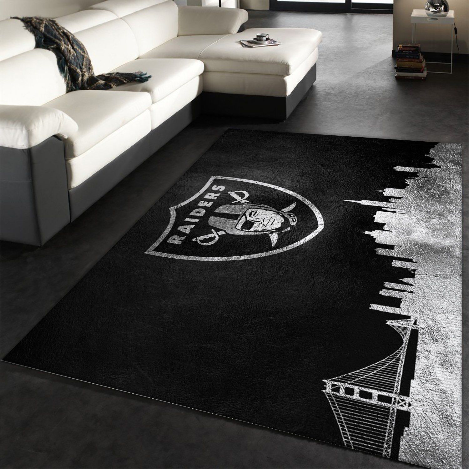 Oakland Raiders Skyline NFL Area Rug For Christmas, Living room and bedroom Rug, Family Gift US Decor - Indoor Outdoor Rugs