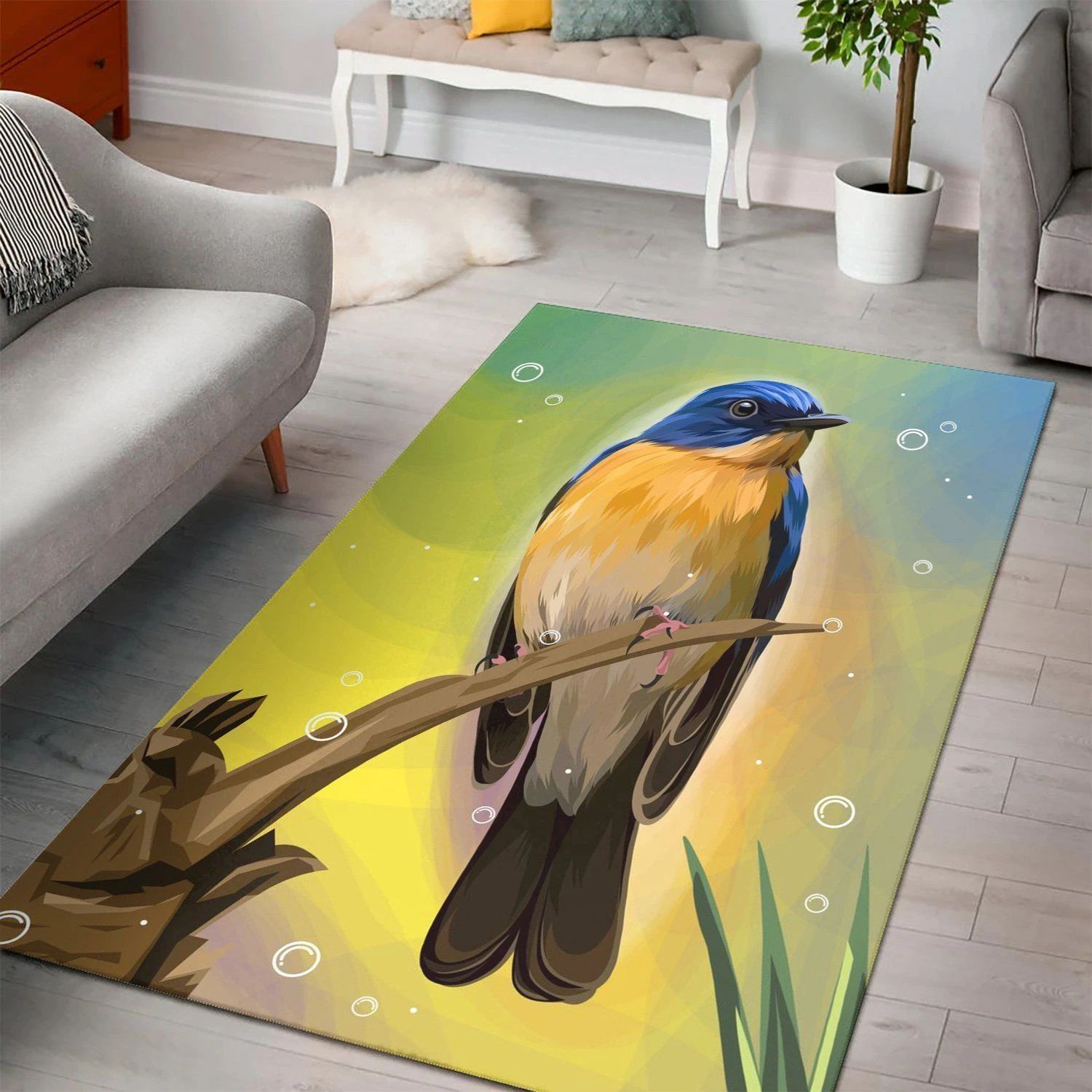 Bird Illustration  Area Rug ,  Room Rugs, Floor Decor Home Decor - Indoor Outdoor Rugs