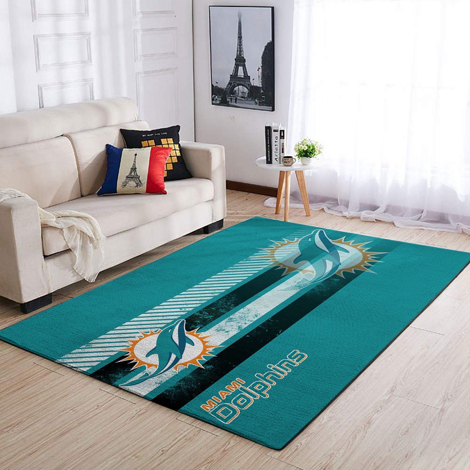 Miami Dolphins Nfl Team Logo Nice Gift Home Decor Rectangle Area Rug - Indoor Outdoor Rugs