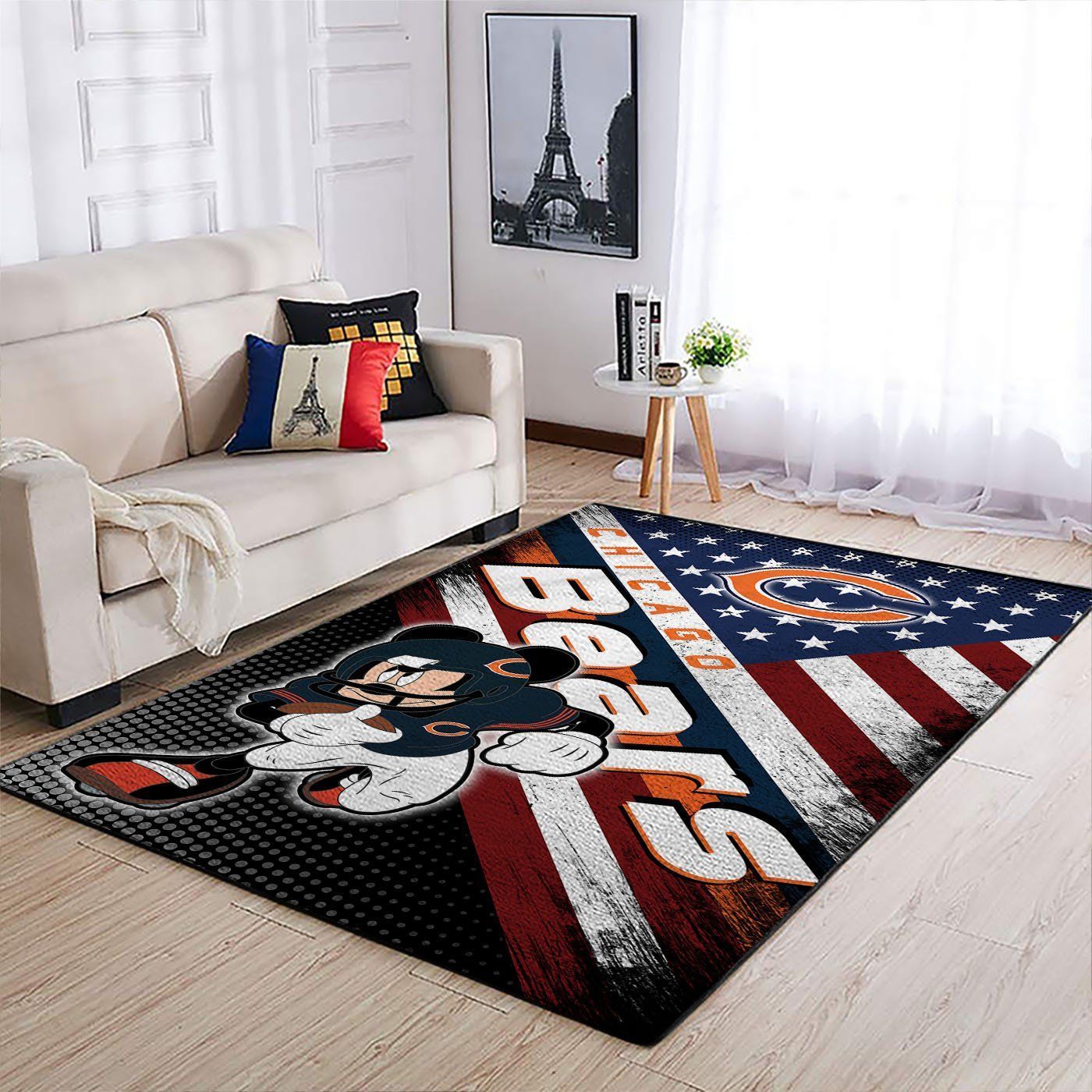 Chicago Bears Nfl Team Logo Mickey Us Style Nice Gift Home Decor Rectangle Area Rug - Indoor Outdoor Rugs