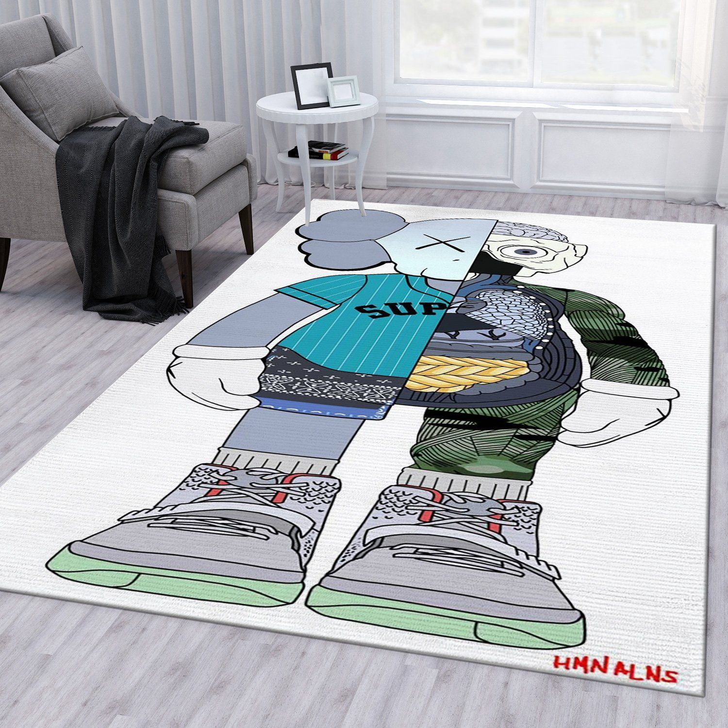 Kaws X Supreme Fashion Brand Area Rug For Christmas Bedroom Rug Home US Decor - Indoor Outdoor Rugs