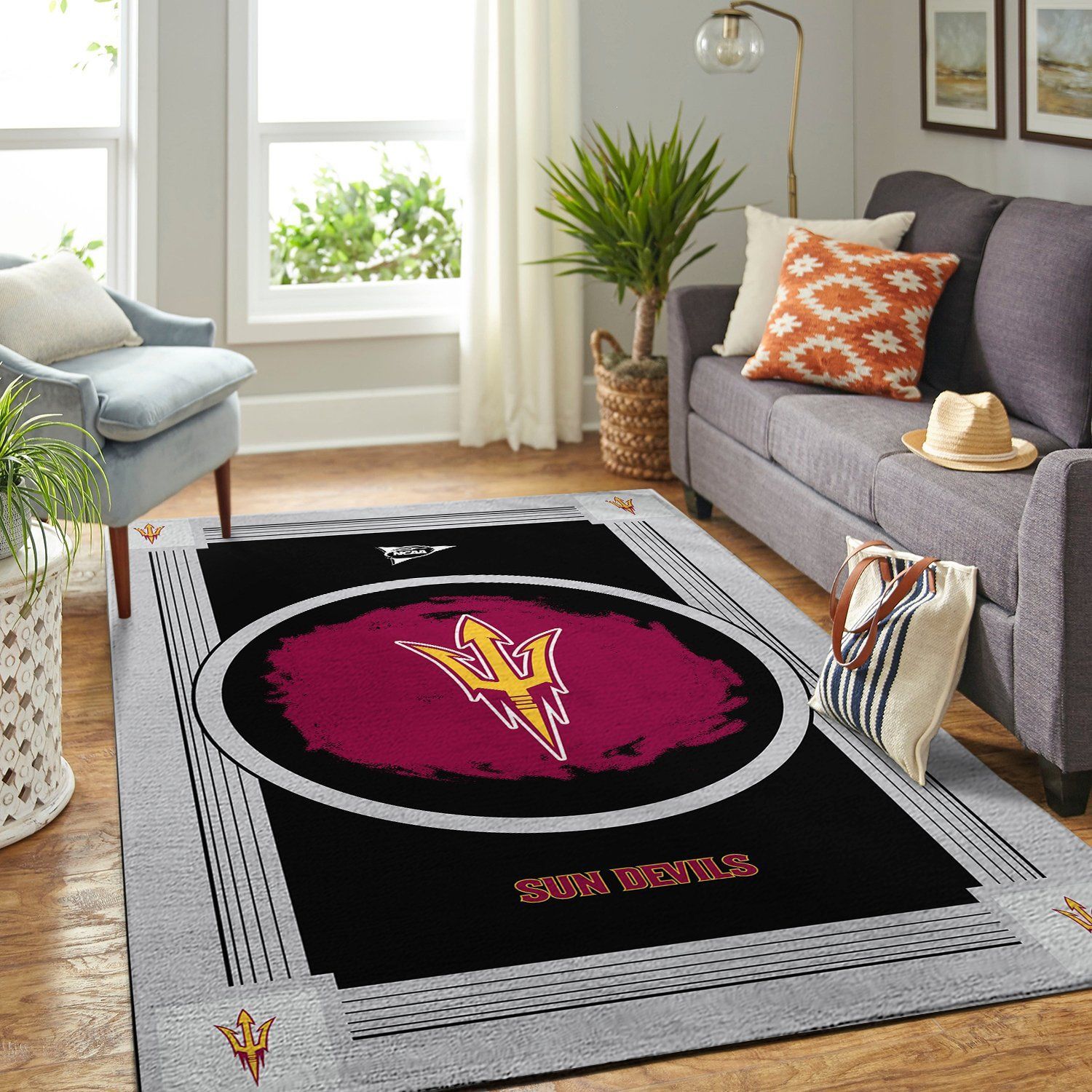 Arizona State Sun Devils Ncaa Team Logo Nice Gift Home Decor Rectangle Area Rug - Indoor Outdoor Rugs