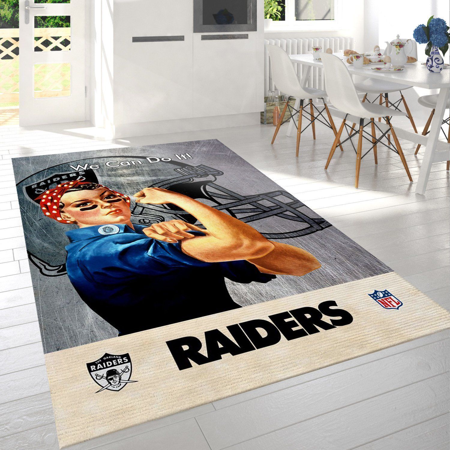 Oakland Raiders Helmet Nfl Logo Area Rug For Gift Bedroom Rug Home US Decor - Indoor Outdoor Rugs