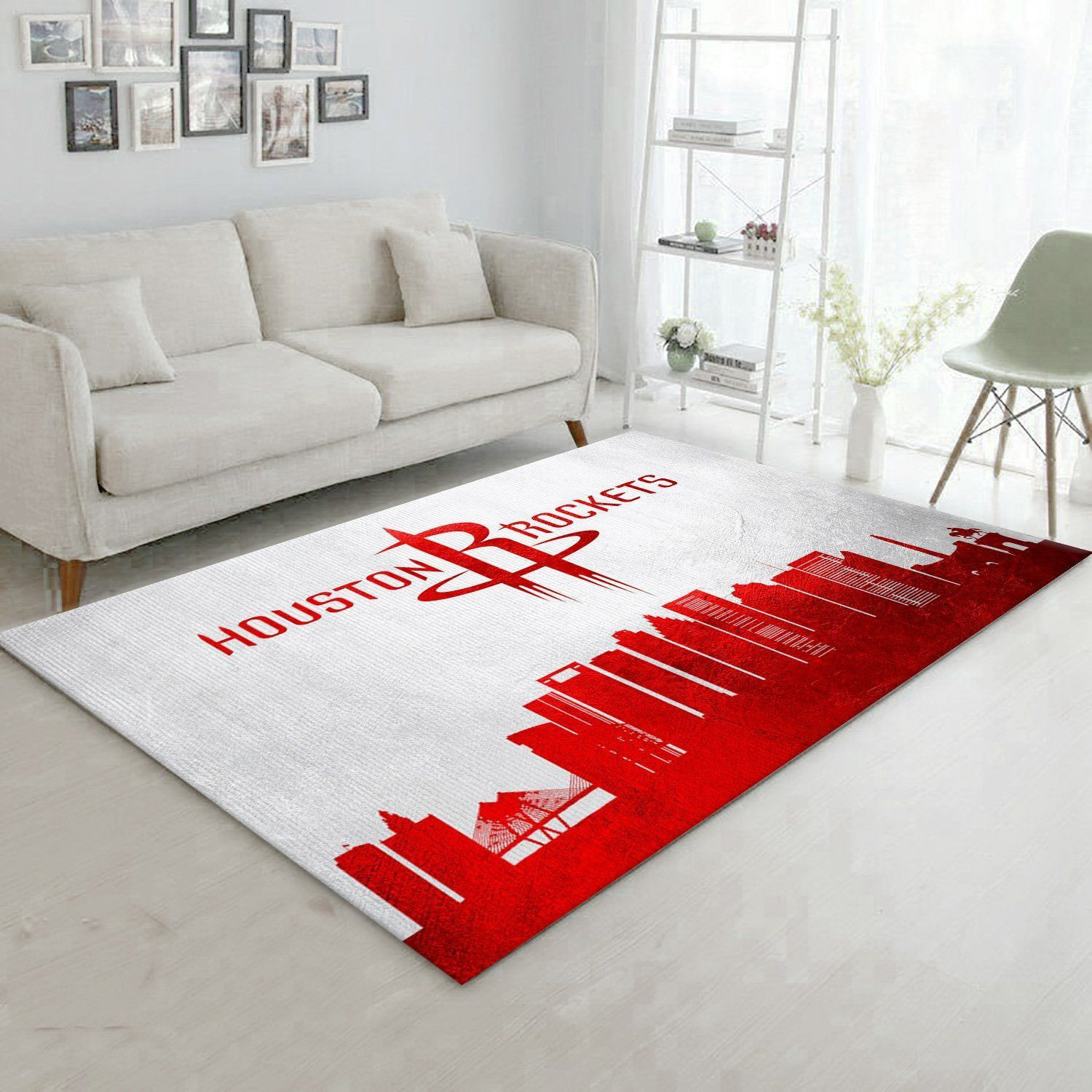 Houston Rockets Skyline NBA Team Logo Area Rug, Living Room Rug, Home Decor Floor Decor - Indoor Outdoor Rugs