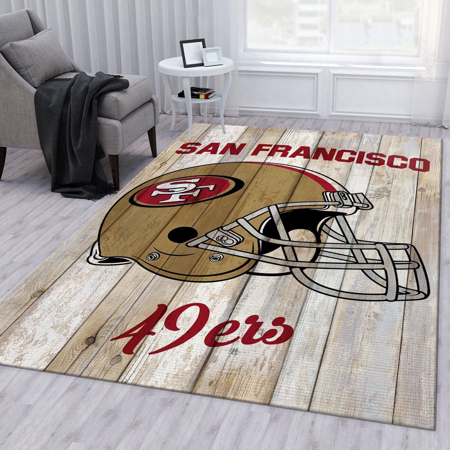 San Francisco 49ers Retro Nfl Rug Bedroom Rug Home Decor Floor Decor - Indoor Outdoor Rugs