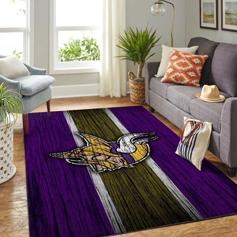 Minnesota Vikings Nfl Rug Room Carpet Sport Custom Area Floor Home Decor - Indoor Outdoor Rugs