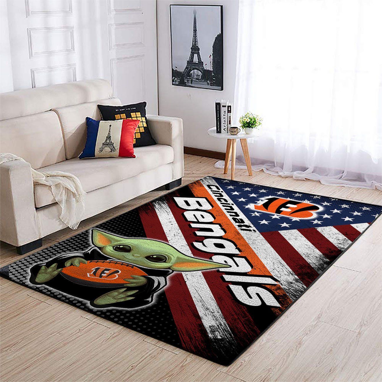 Cincinnati Bengals Nfl Team Logo Baby Yoda Us Style Nice Gift Home Decor Rectangle Area Rug - Indoor Outdoor Rugs