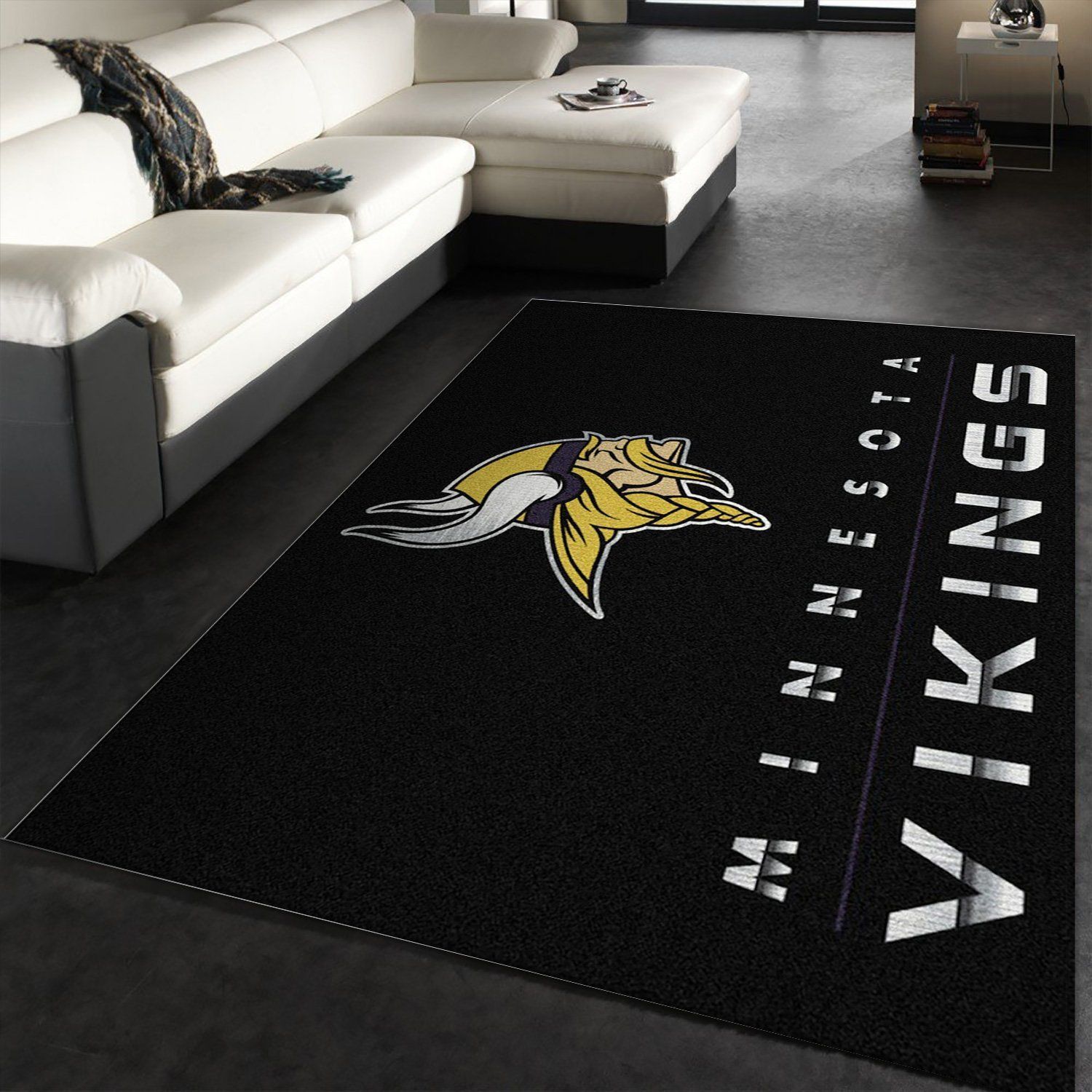 Minnesota Vikings Imperial Chrome Rug NFL Area Rug For Christmas, Bedroom, Home US Decor - Indoor Outdoor Rugs