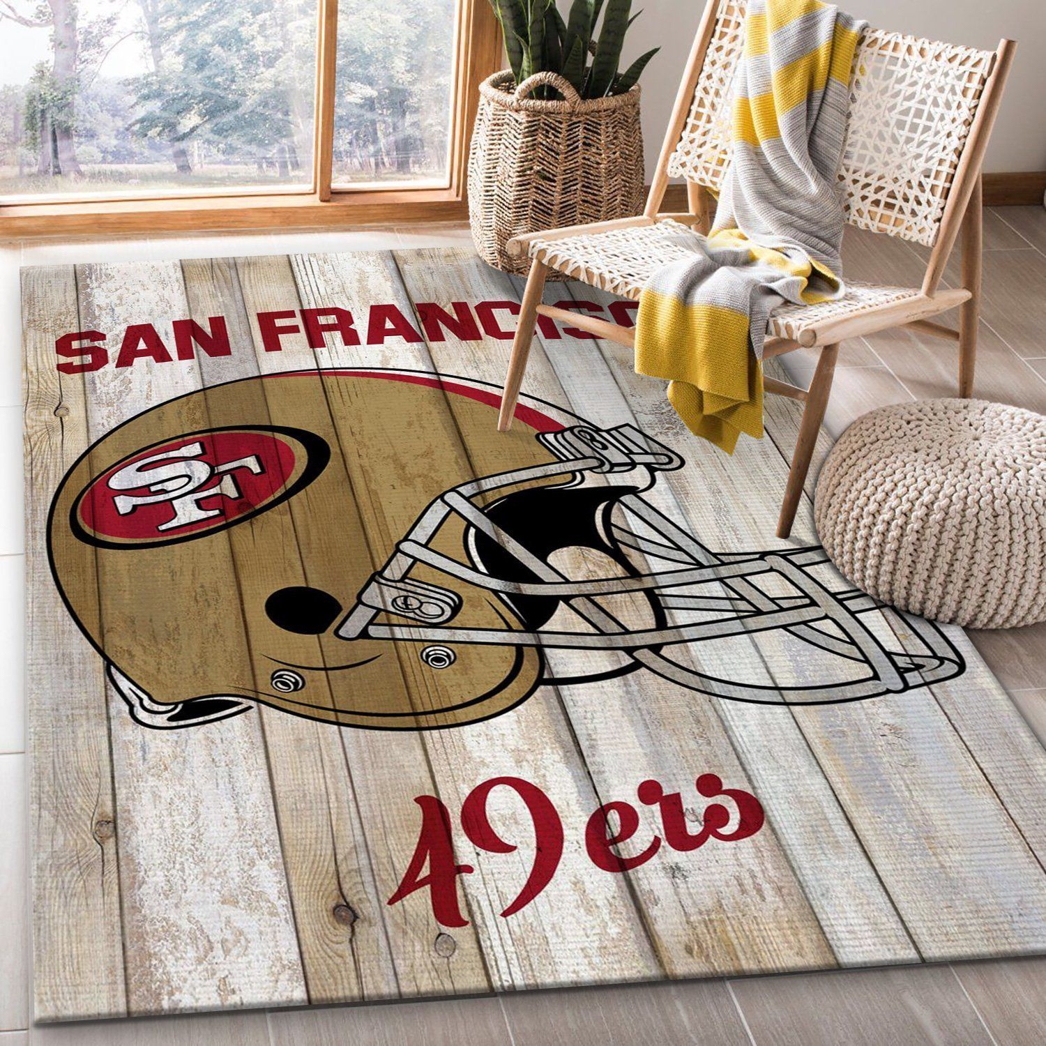 San Francisco 49ers Retro Nfl Rug Bedroom Rug Home Decor Floor Decor - Indoor Outdoor Rugs