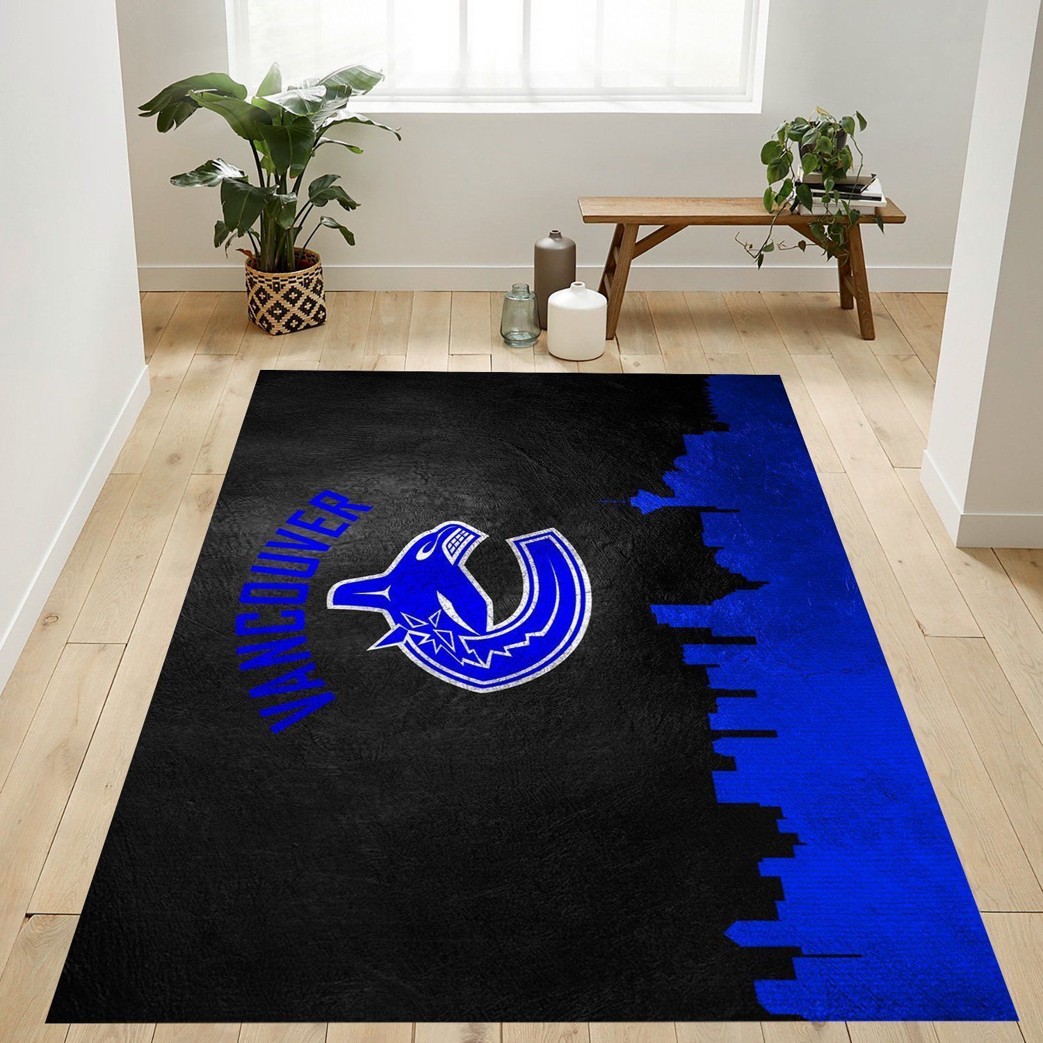 Vancouver Canucks Skyline Nfl Team Logo Rug Living Room Rug Home US Decor - Indoor Outdoor Rugs