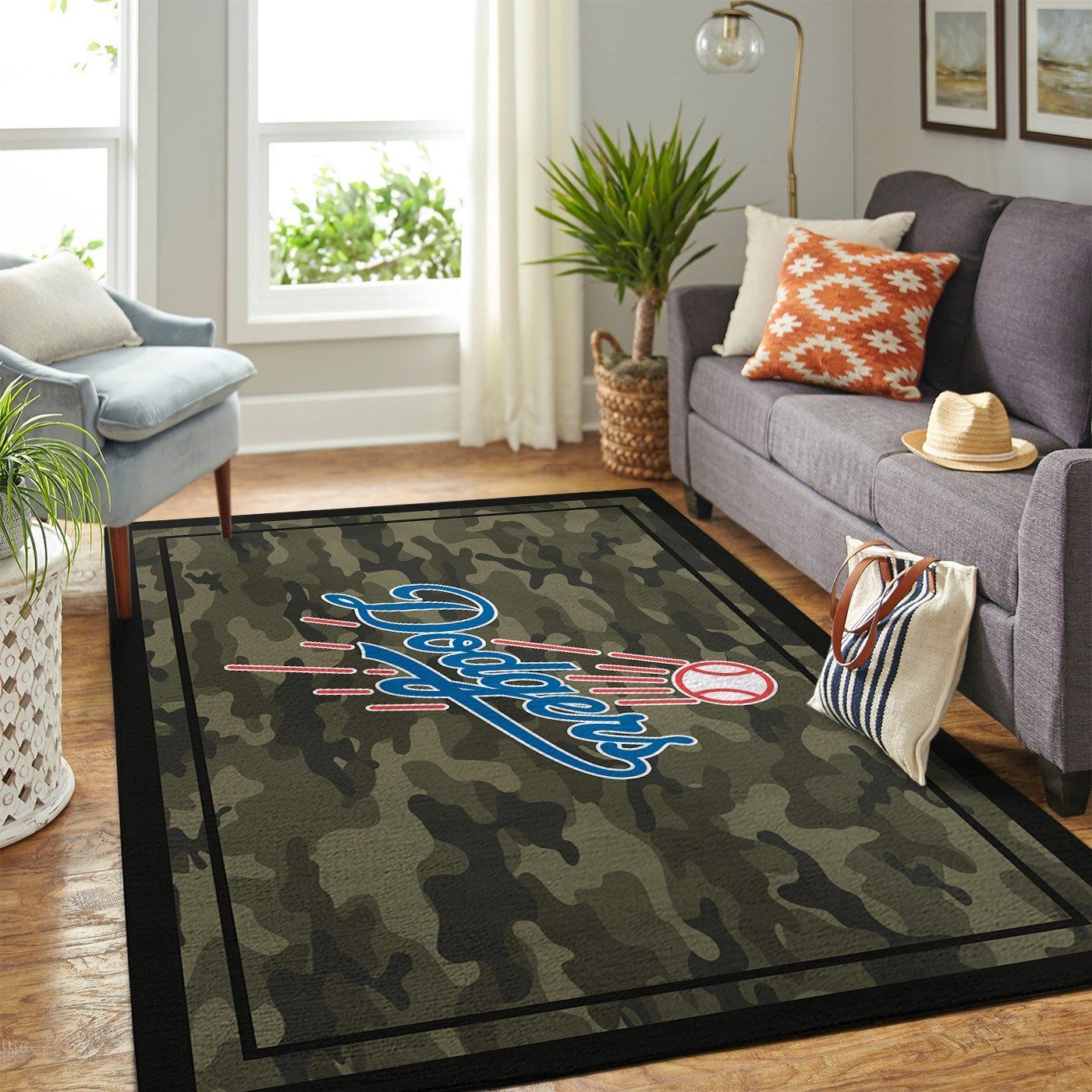 Los Angeles Dodgers Mlb Team Logo Camo Style Nice Gift Home Decor Rectangle Area Rug - Indoor Outdoor Rugs