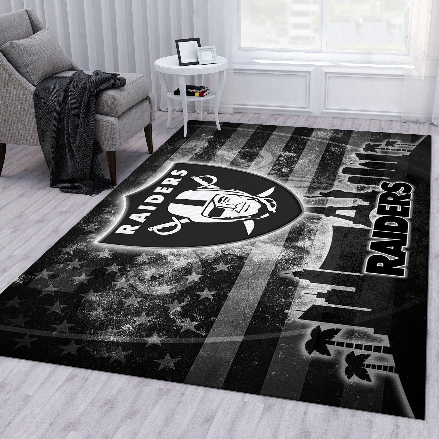 Las Vegas Raiders Nfl Area Rug For Christmas Living Room Rug Christmas Gift US Decor - Indoor Outdoor Rugs