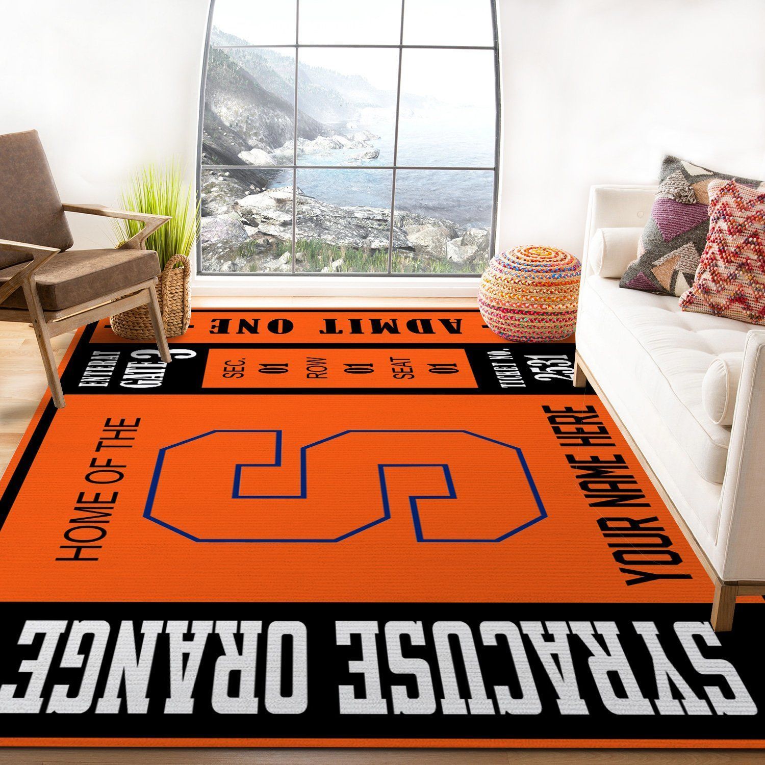 Syracuse Orange Ncaa Customizable Rug For Gift, Living Room Rug - Floor US Decor - Indoor Outdoor Rugs