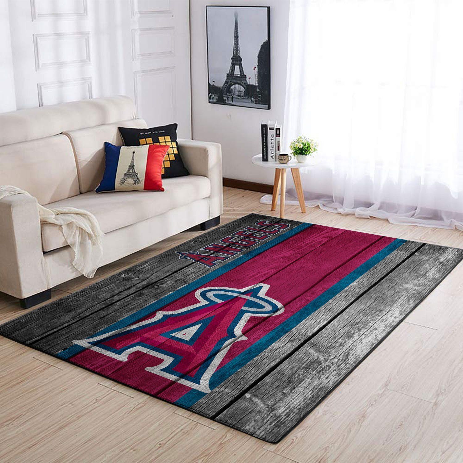 Los Angeles Angels Mlb Team Logo Wooden Style Style Nice Gift Home Decor Rectangle Area Rug - Indoor Outdoor Rugs