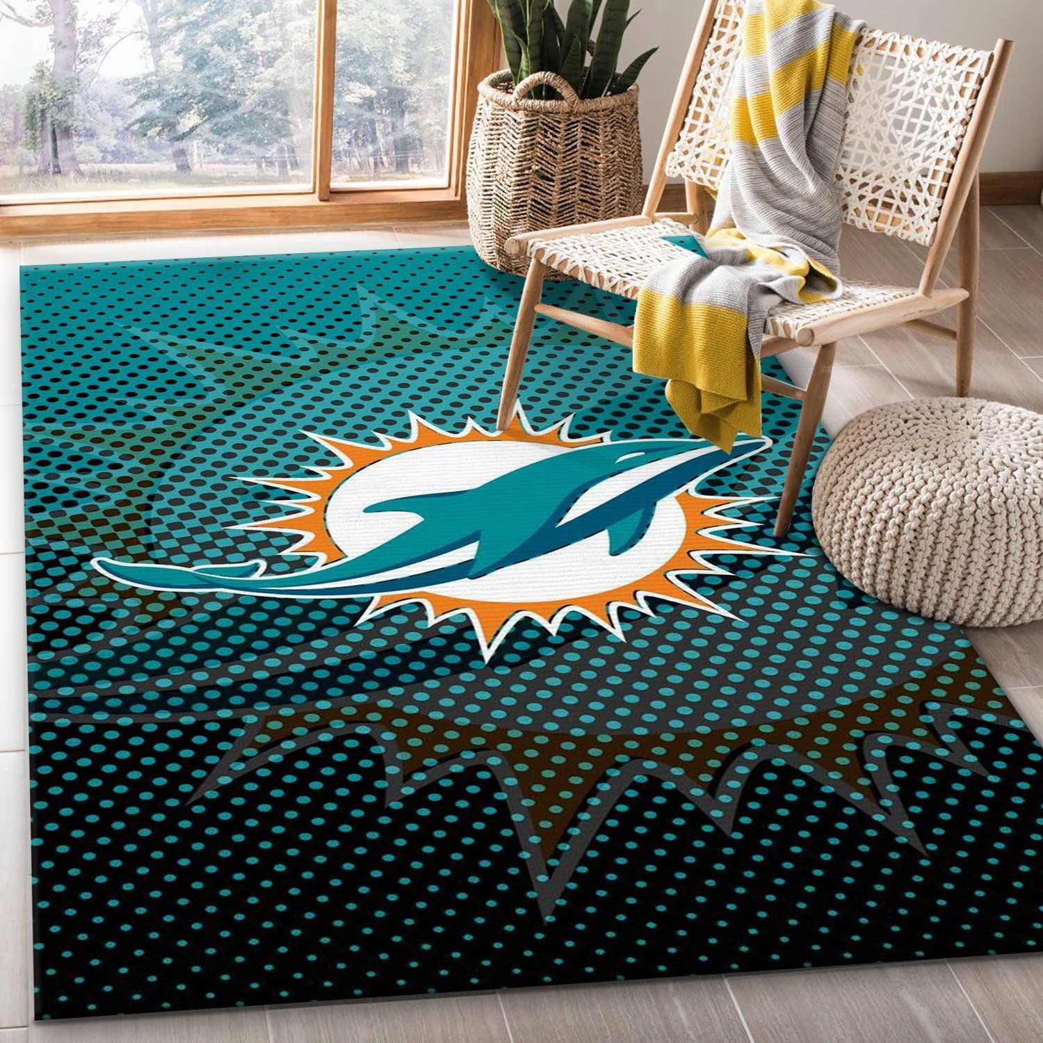 Miami Dolphins 8 NFL Area Rug For Christmas Living Room Rug Home Decor Floor Decor - Indoor Outdoor Rugs