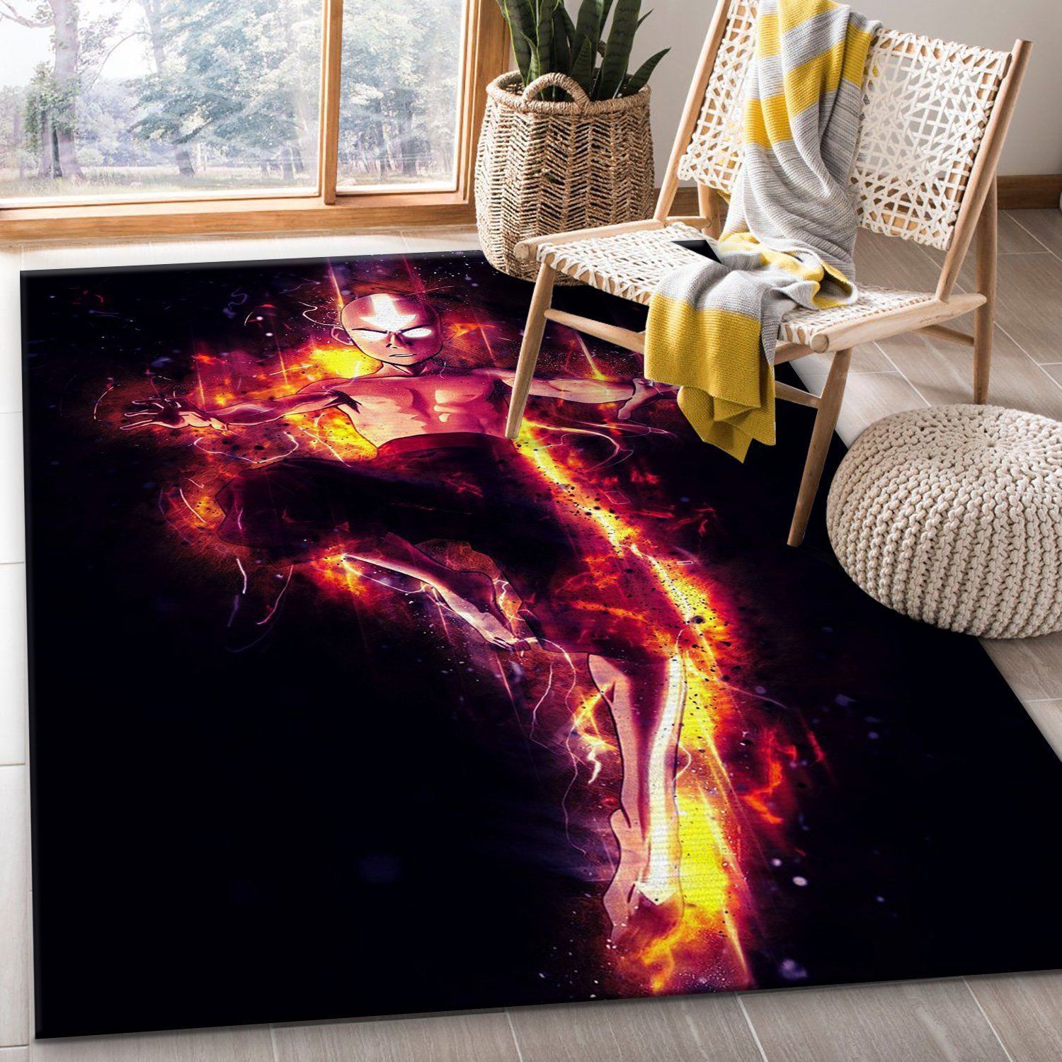 Anime Avatar Aura Fire Anime Rug Living Room Rug Home Decor Floor Decor - Indoor Outdoor Rugs