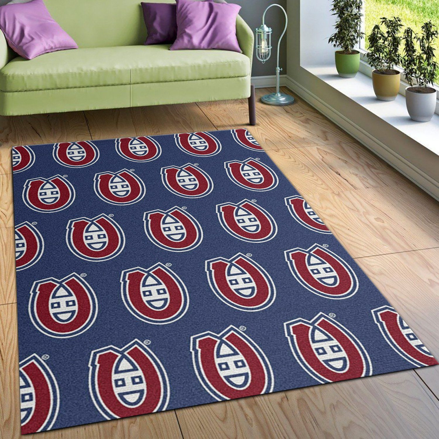 Nhl Repeat Montreal Canadians Area Rug, Kitchen Rug, Home Decor Floor Decor - Indoor Outdoor Rugs