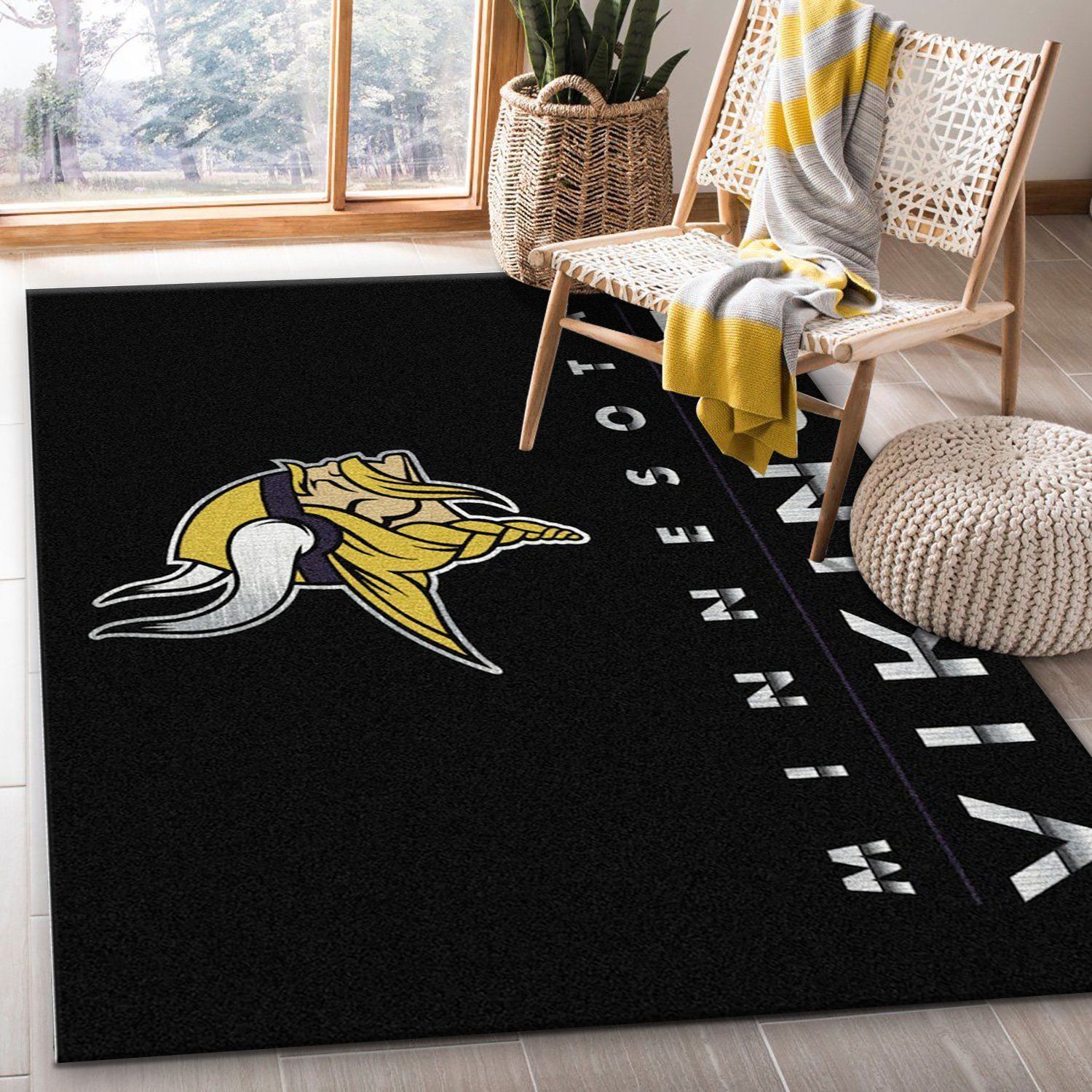 Minnesota Vikings Imperial Chrome Rug NFL Area Rug For Christmas, Bedroom, Home US Decor - Indoor Outdoor Rugs