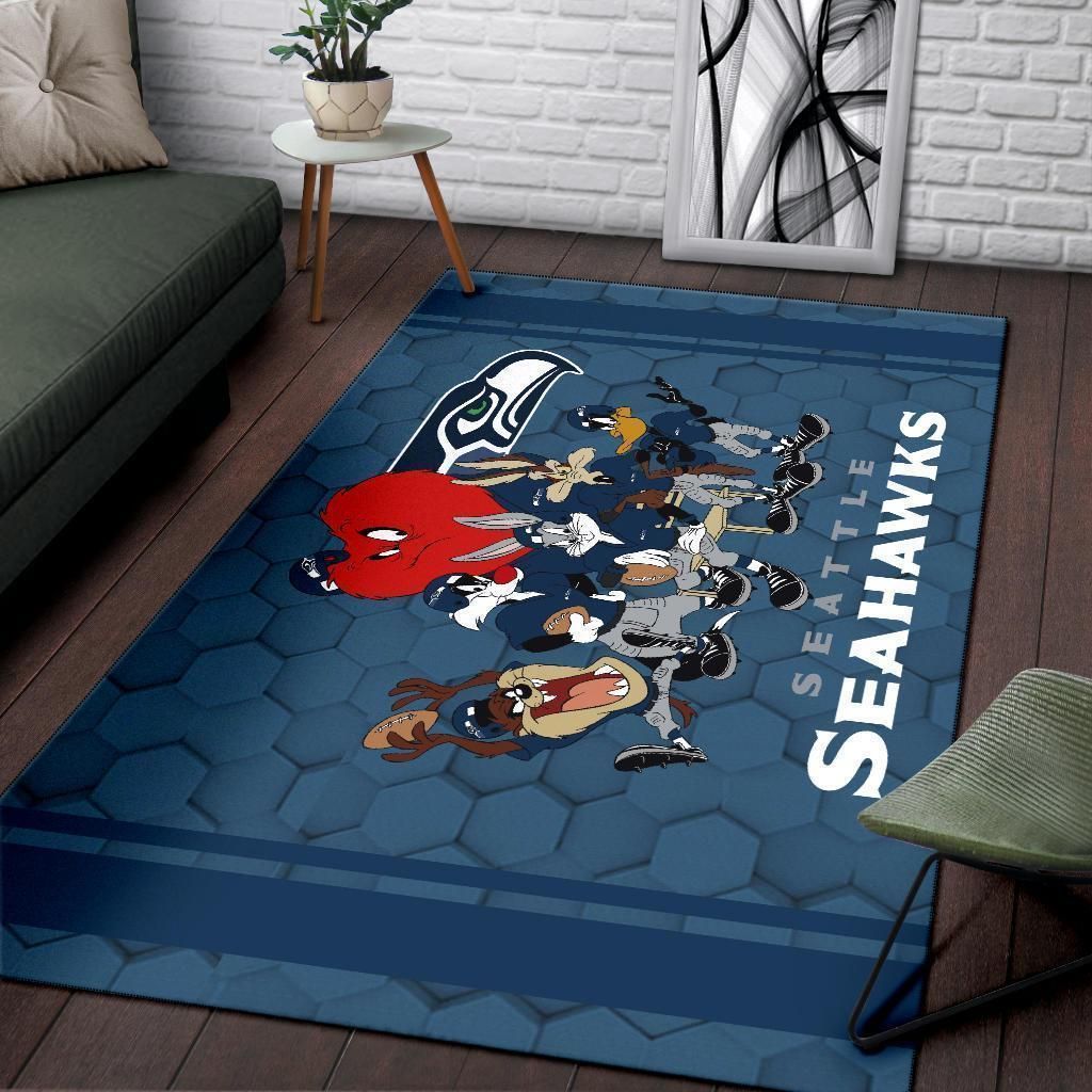 Looney Tunes Seahawks Team Rug Area Football Carpet Fan - Indoor Outdoor Rugs