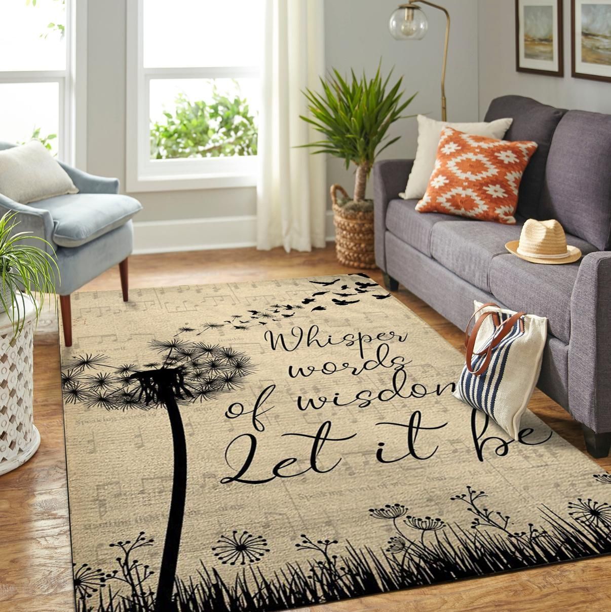 Whisper Words Of Wisdom Let It Be Area Rug Rugs For Living Room Rug Home Decor - Indoor Outdoor Rugs