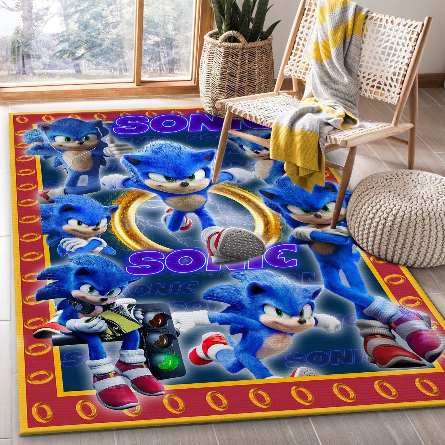 Sonic Carpet Area Rug Home Decor Bedroom Living Room Decor - Indoor Outdoor Rugs