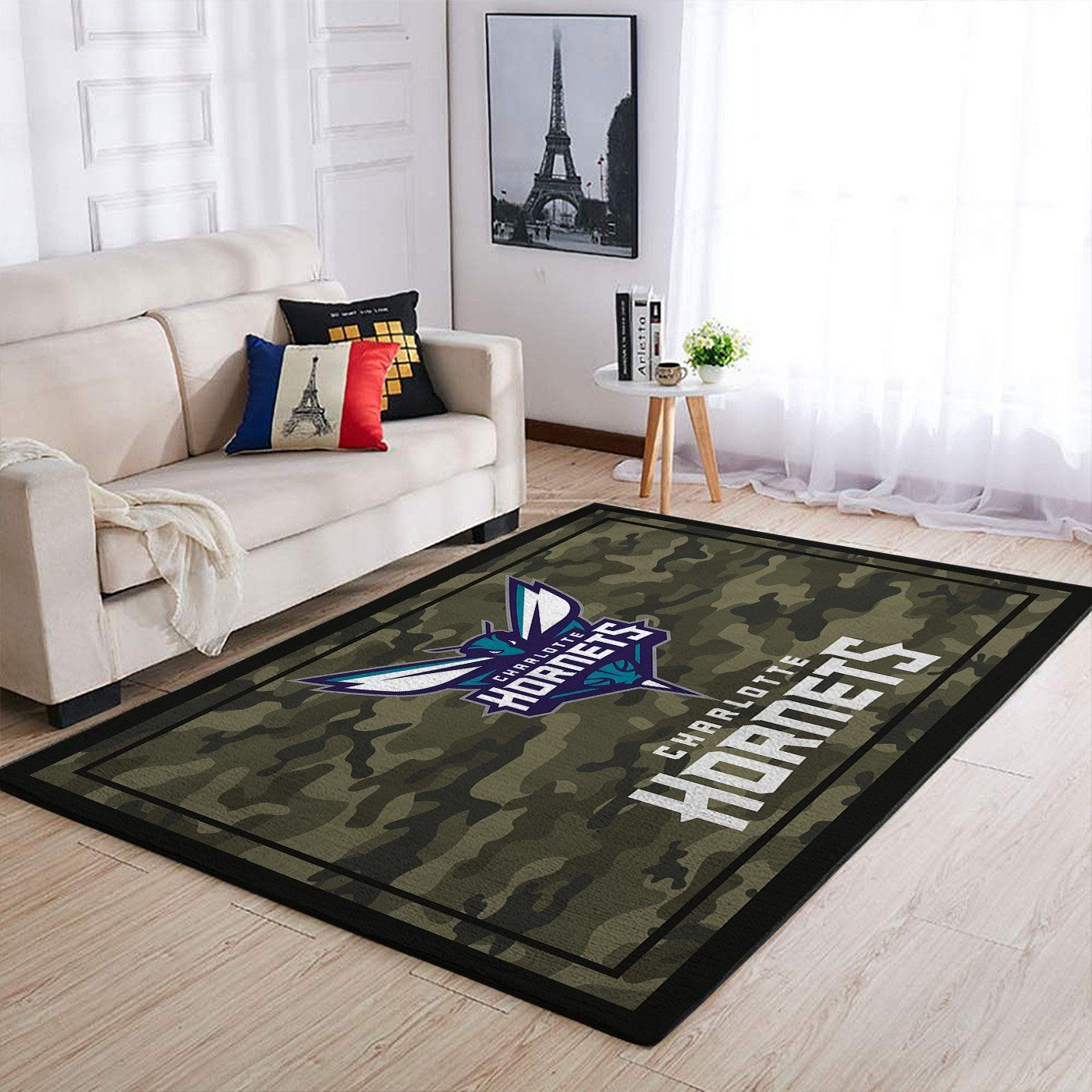 Charlotte Hornets Nba Team Logo Camo Style Nice Gift Home Decor Rectangle Area Rug - Indoor Outdoor Rugs