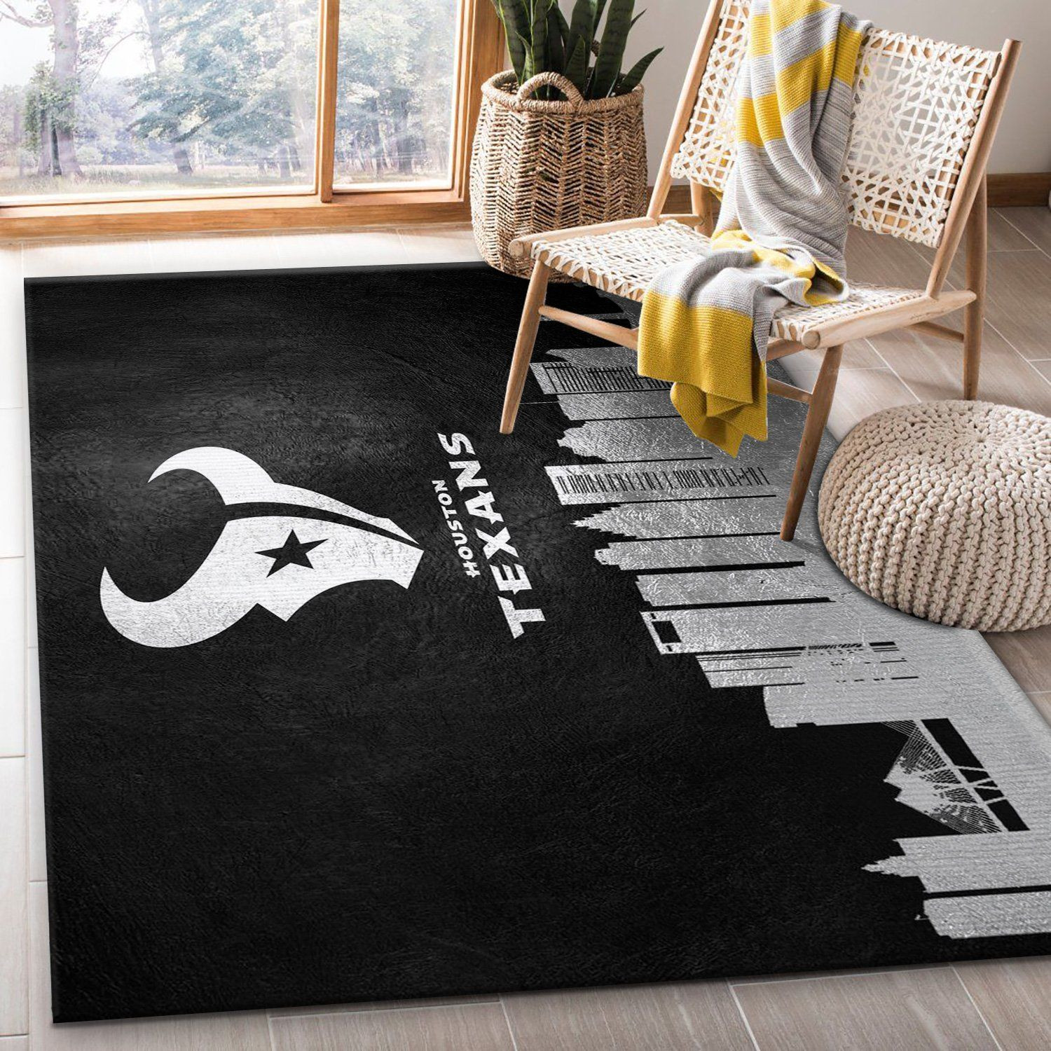 Houston Texans Skyline NFL Area Rug Carpet, Bedroom, Home US Decor - Indoor Outdoor Rugs