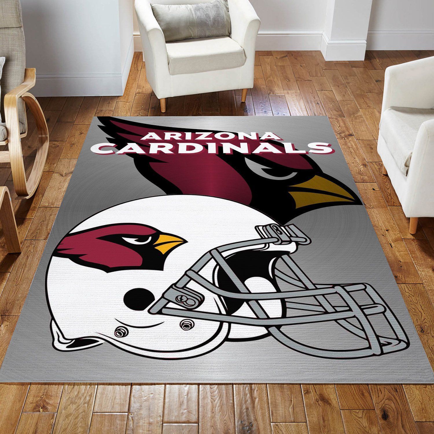 Arizona Cardinals Metallic Nfl Football Team Area Rug For Gift Living Room Rug US Gift Decor - Indoor Outdoor Rugs