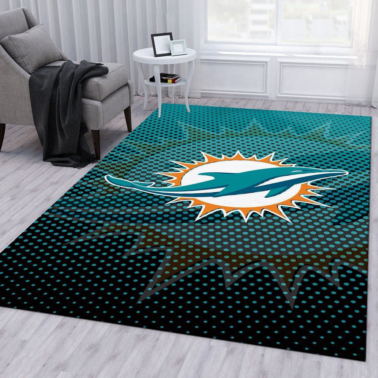 Miami Dolphins 8 NFL Area Rug For Christmas Living Room Rug Home Decor Floor Decor - Indoor Outdoor Rugs