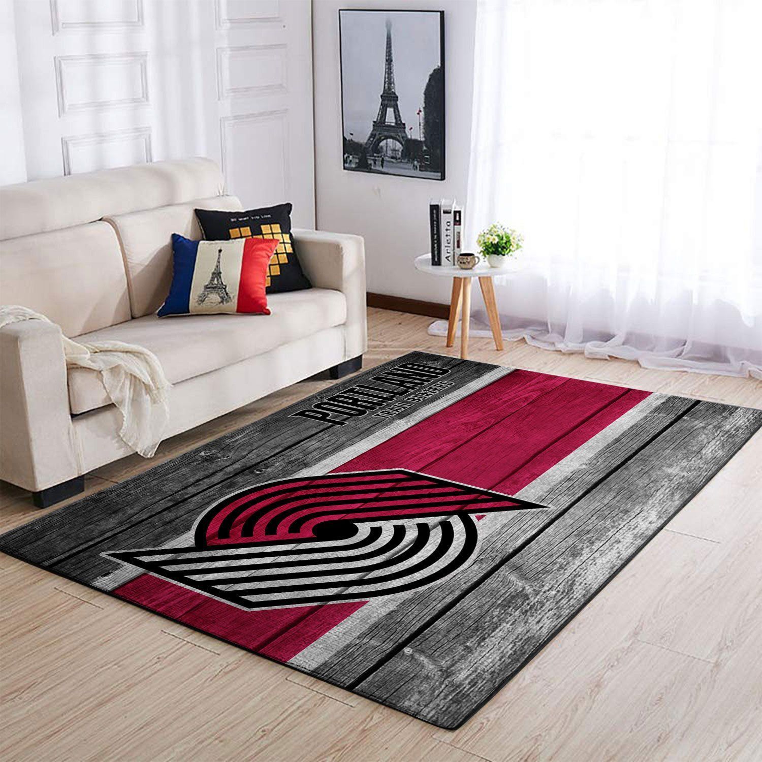 Portland Trailblazers Nba Team Logo Wooden Style Nice Gift Home Decor Rectangle Area Rug - Indoor Outdoor Rugs