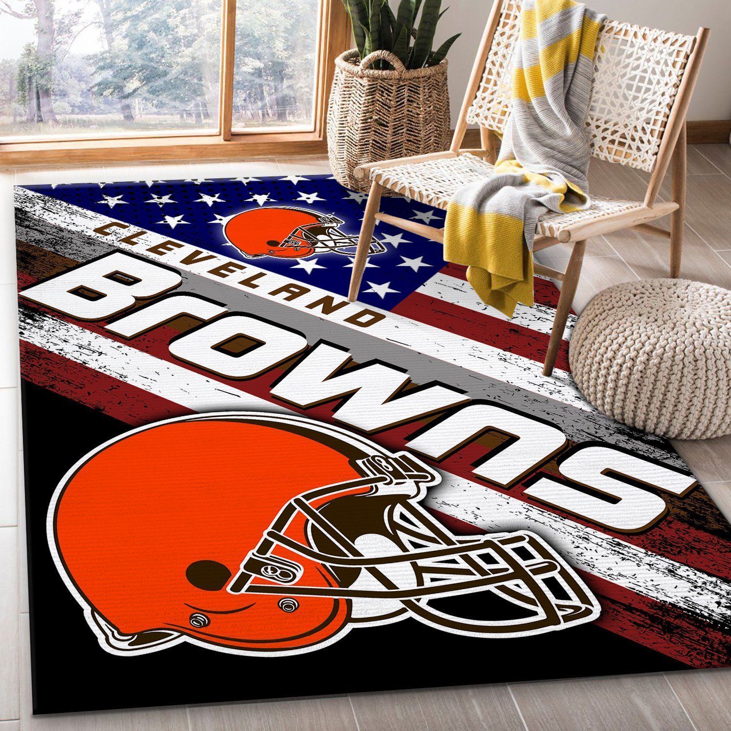 Cleveland Browns NFL Team Logo American Style Nice Gift Home Decor Rectangle Area Rug Rugs For Living Room - Indoor Outdoor Rugs