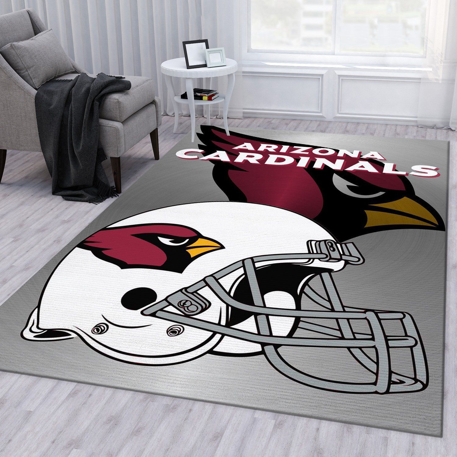 Arizona Cardinals Metallic Nfl Football Team Area Rug For Gift Living Room Rug US Gift Decor - Indoor Outdoor Rugs