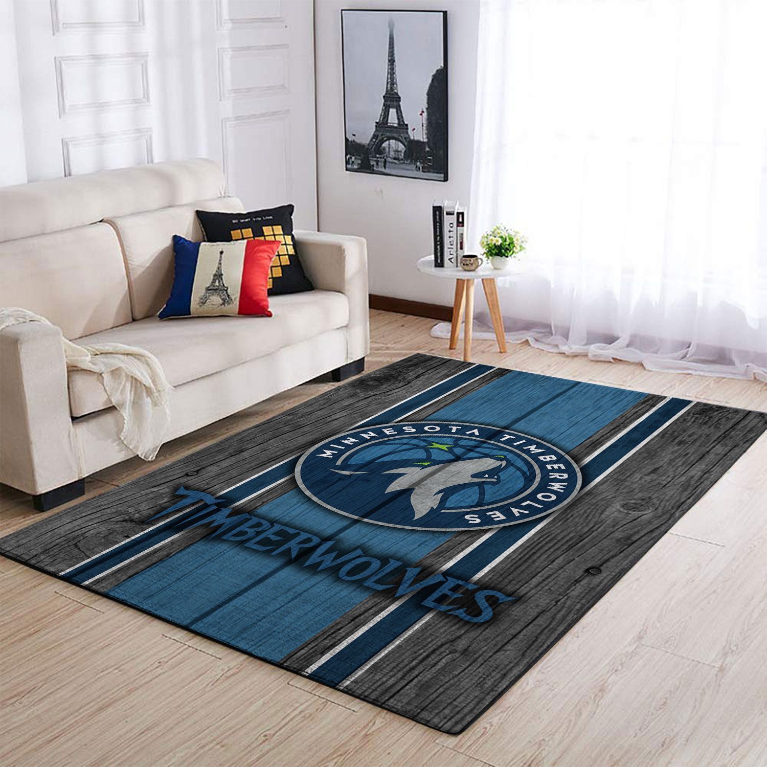 Minnesota Timberwolves Nba Team Logo Wooden Style Nice Gift Home Decor Rectangle Area Rug - Indoor Outdoor Rugs