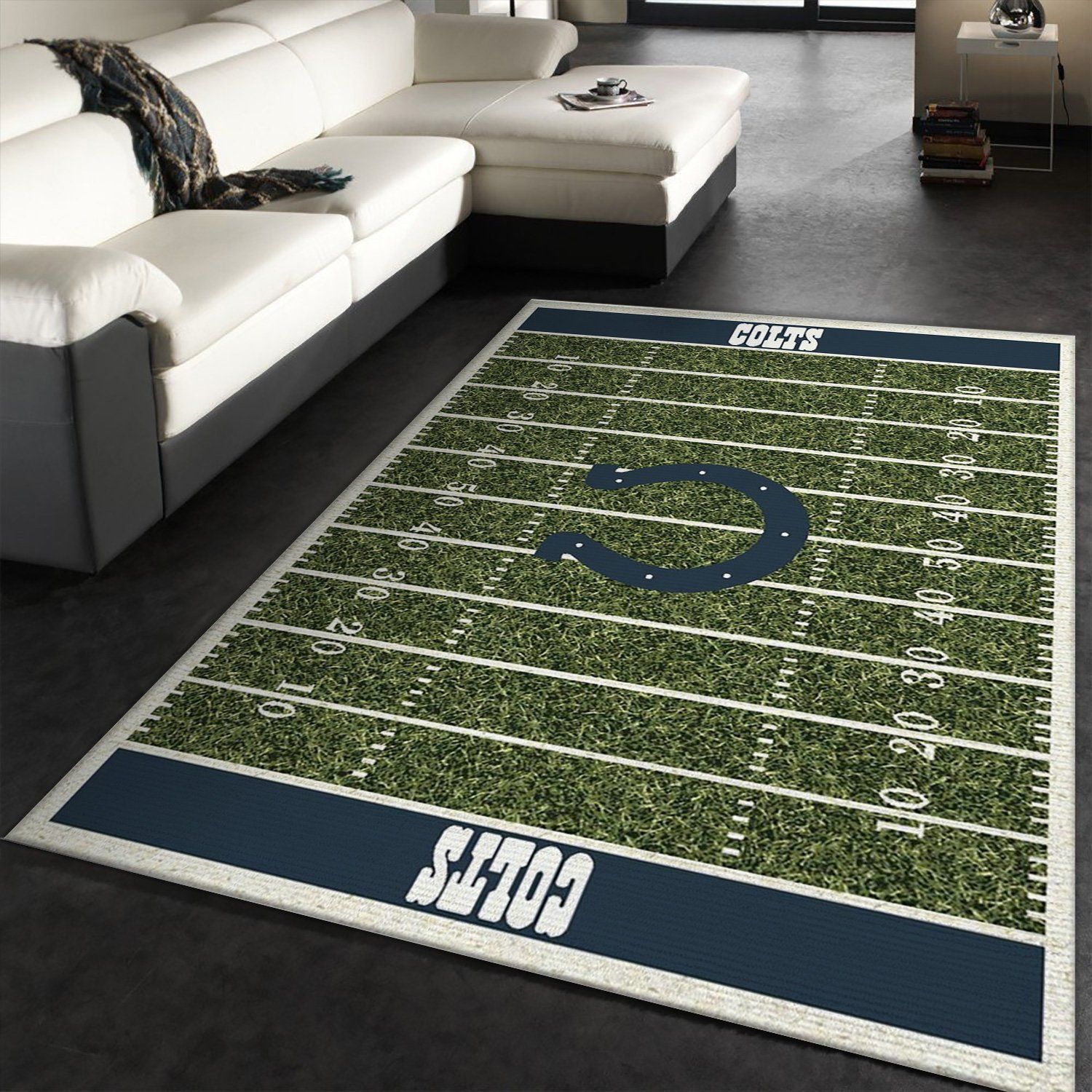 Indianapolis Colts Imperial Homefield Rug NFL Area Rug Carpet, Living room and bedroom Rug, Christmas Gift US Decor - Indoor Outdoor Rugs