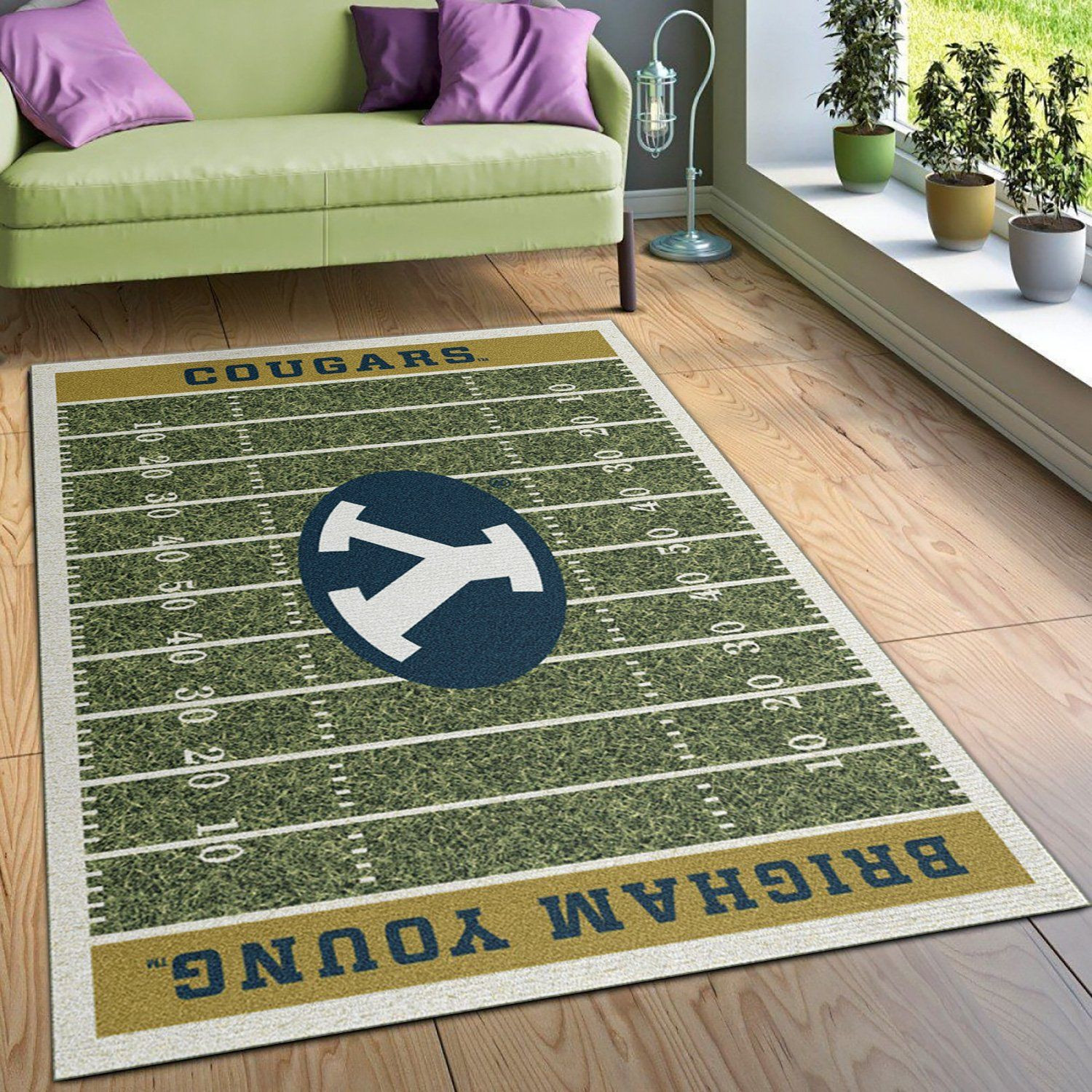 College Brigham Young NFL Team Logo Area Rug, Living Room Rug, Christmas Gift US Decor - Indoor Outdoor Rugs