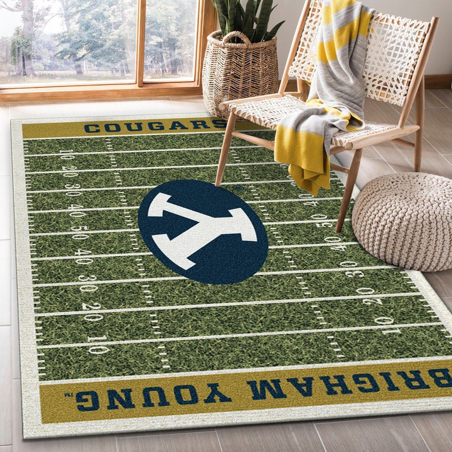 College Brigham Young NFL Team Logo Area Rug, Living Room Rug, Christmas Gift US Decor - Indoor Outdoor Rugs