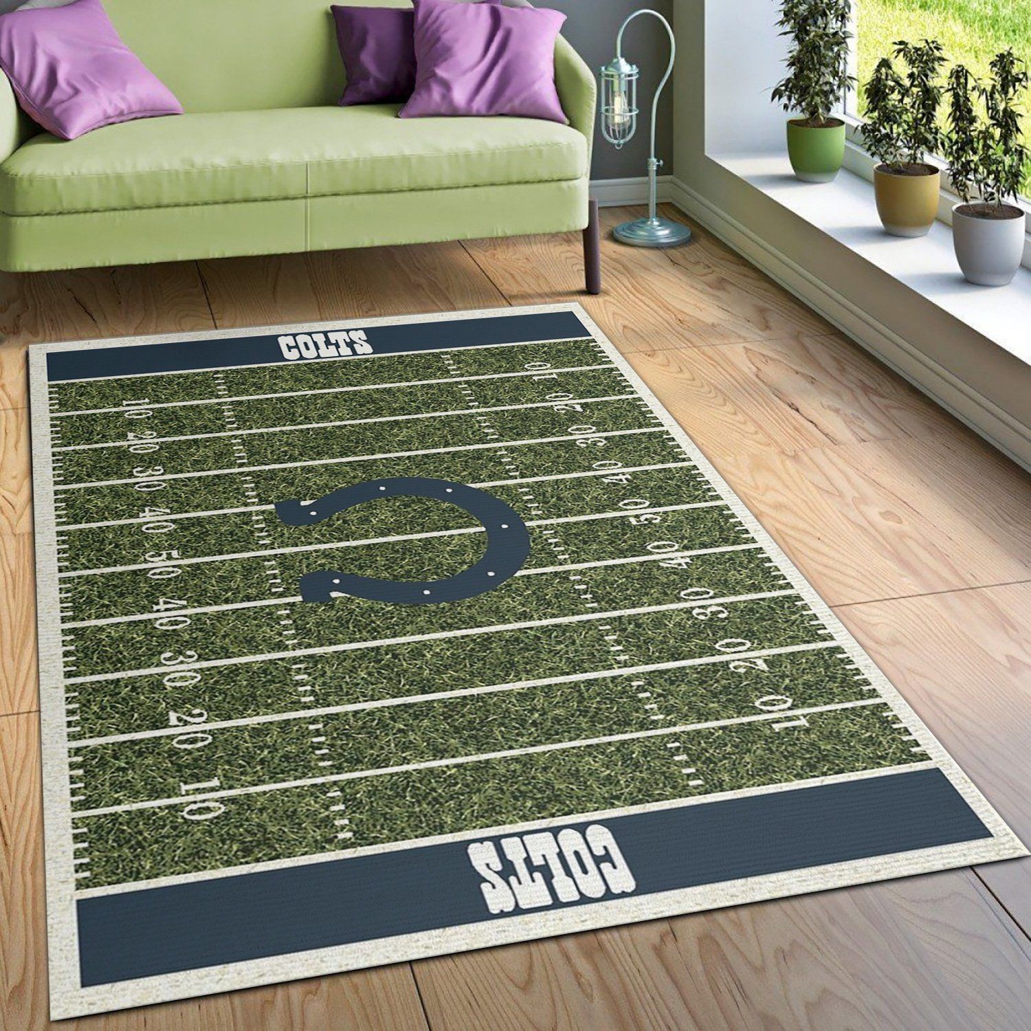 Indianapolis Colts Imperial Homefield Rug NFL Area Rug Carpet, Living room and bedroom Rug, Christmas Gift US Decor - Indoor Outdoor Rugs