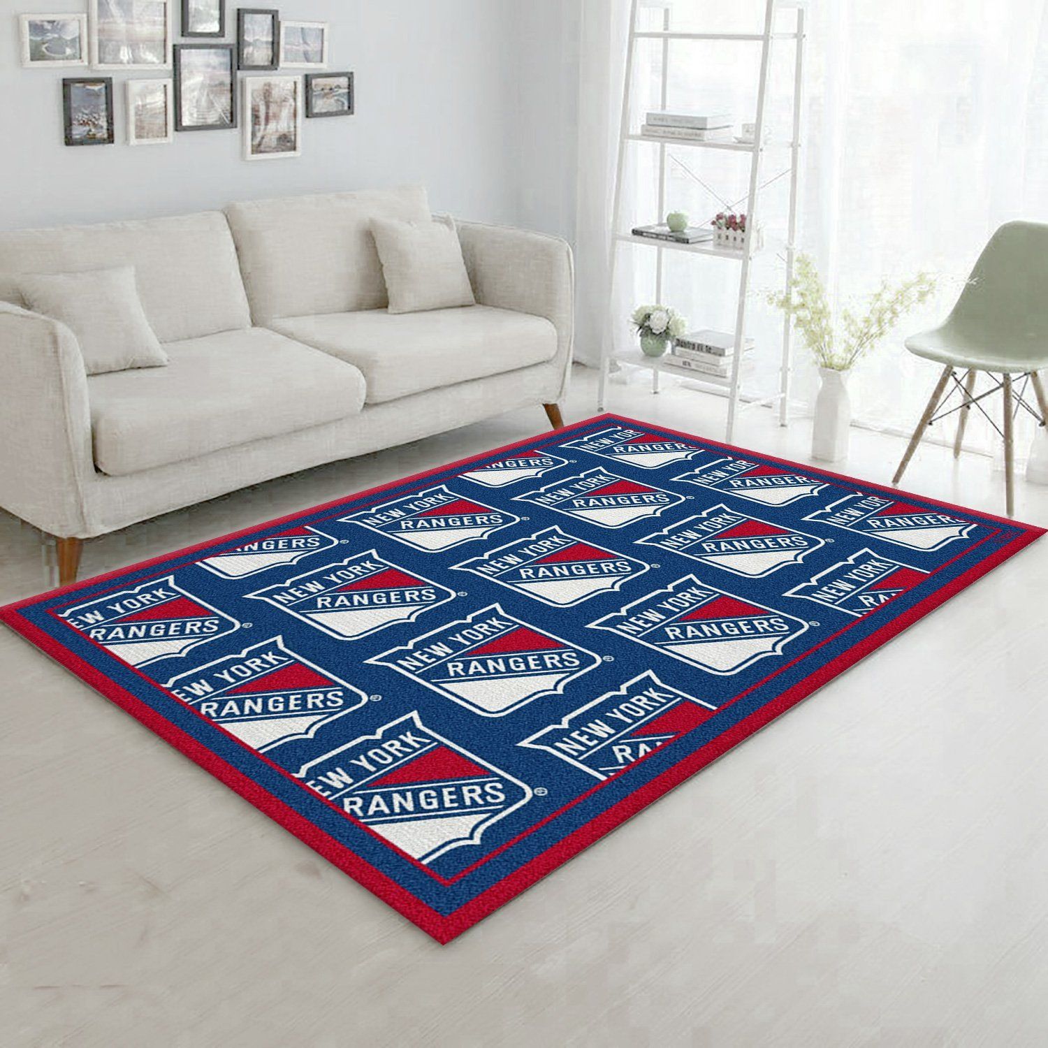 Nhl Repeat New York Rangers Area Rug, Living Room Rug, Home US Decor - Indoor Outdoor Rugs