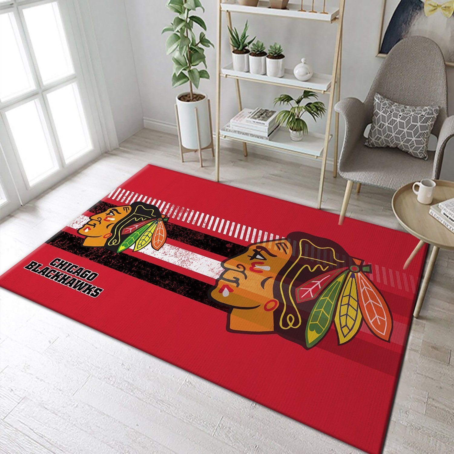 Chicago Blackhawks Nhl Team Logo Rug Room Carpet Custom Area Floor Home Decor - Indoor Outdoor Rugs