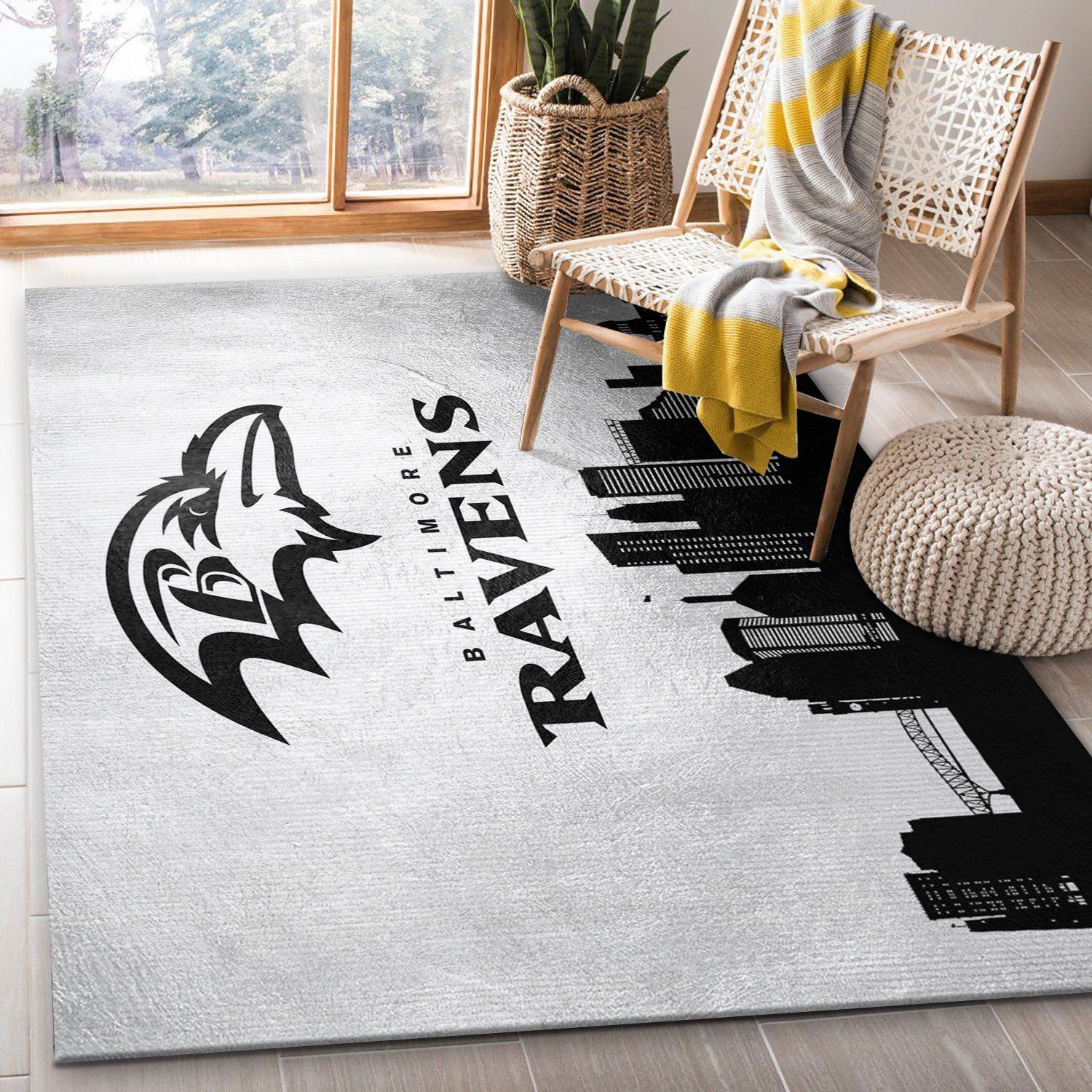 Baltimore Ravens Skyline NFL Area Rug, Kitchen Rug, Home Decor Floor Decor - Indoor Outdoor Rugs