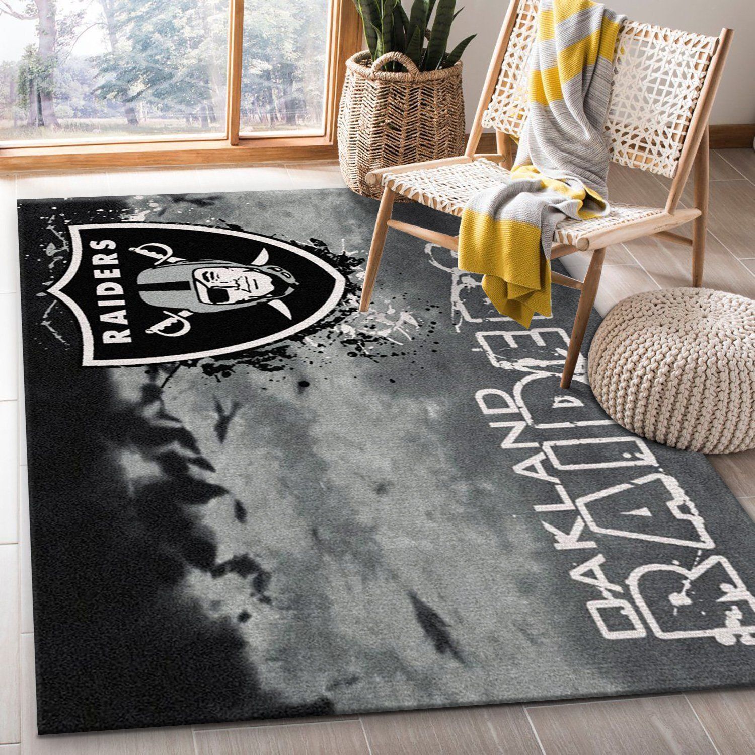 Oakland Raiders Fade Rug Nfl Team Area Rug, Bedroom Rug, Family Gift US Decor - Indoor Outdoor Rugs